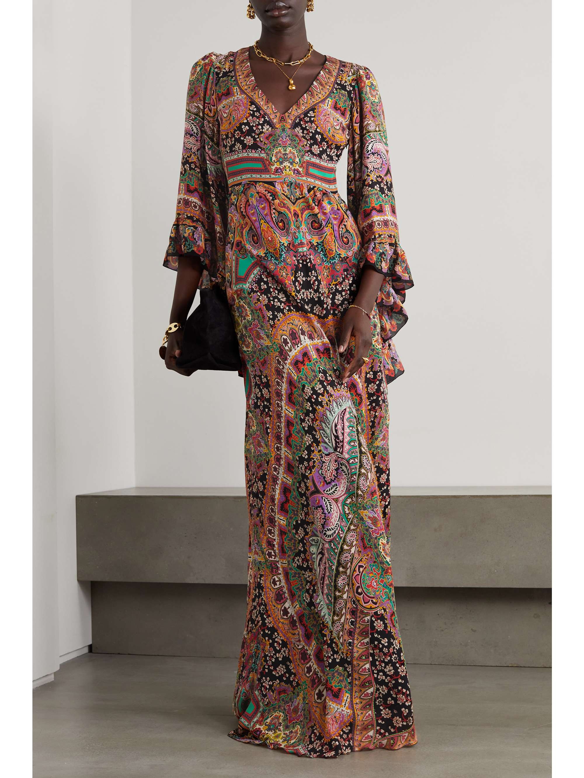 printed silk gown