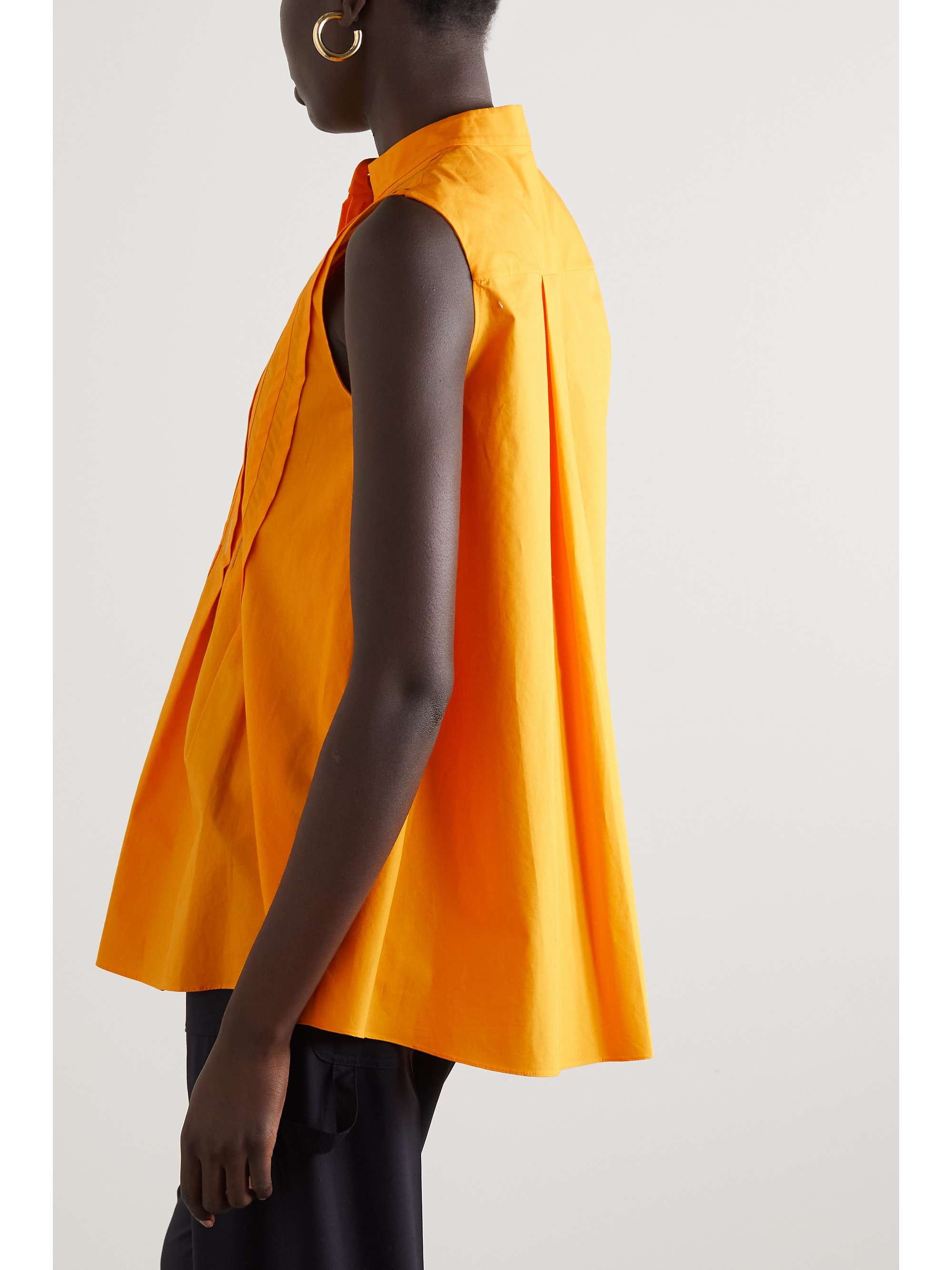 ROKSANDA Arusha embroidered pleated cotton-poplin blouse