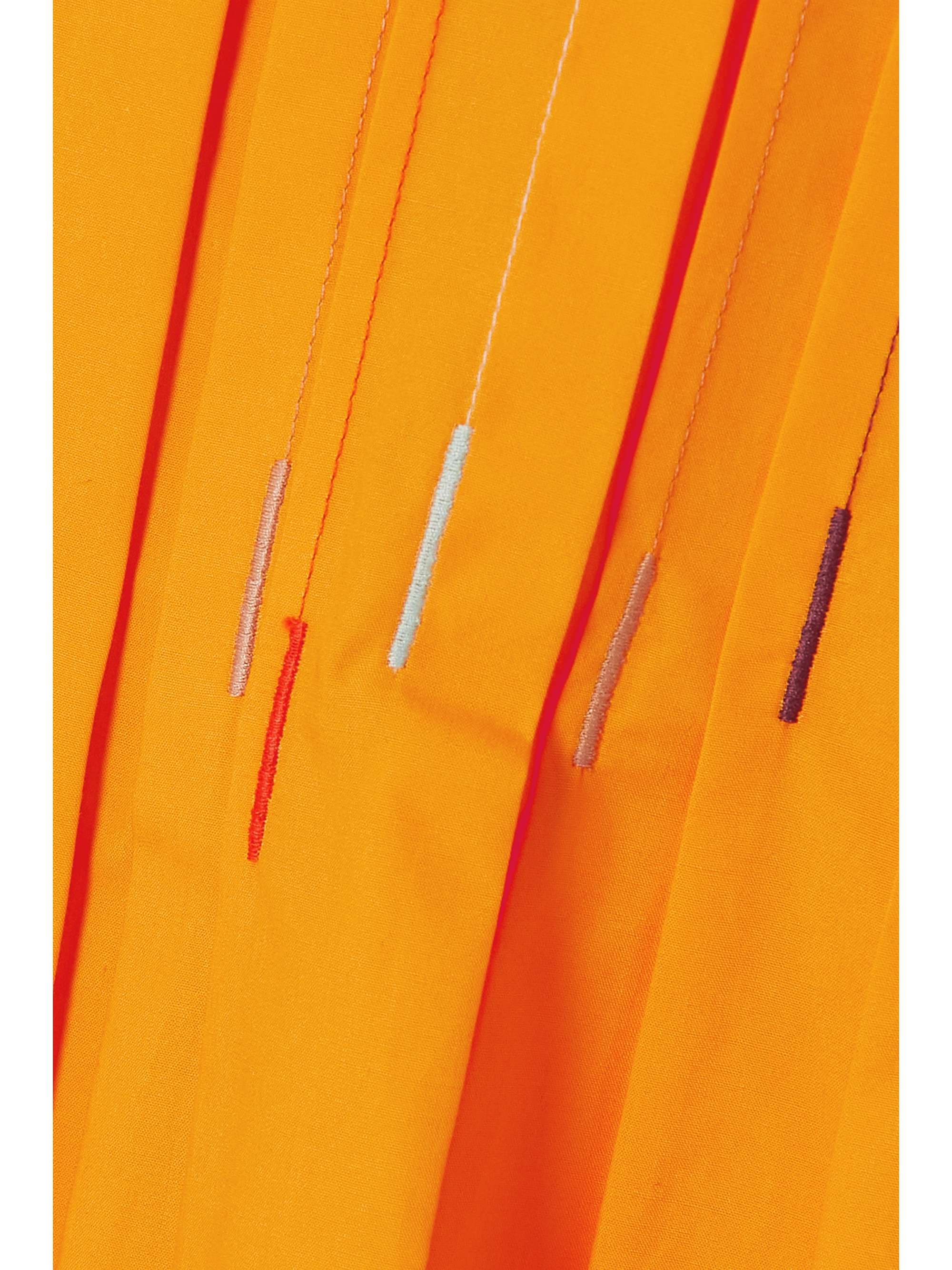 ROKSANDA Arusha embroidered pleated cotton-poplin blouse