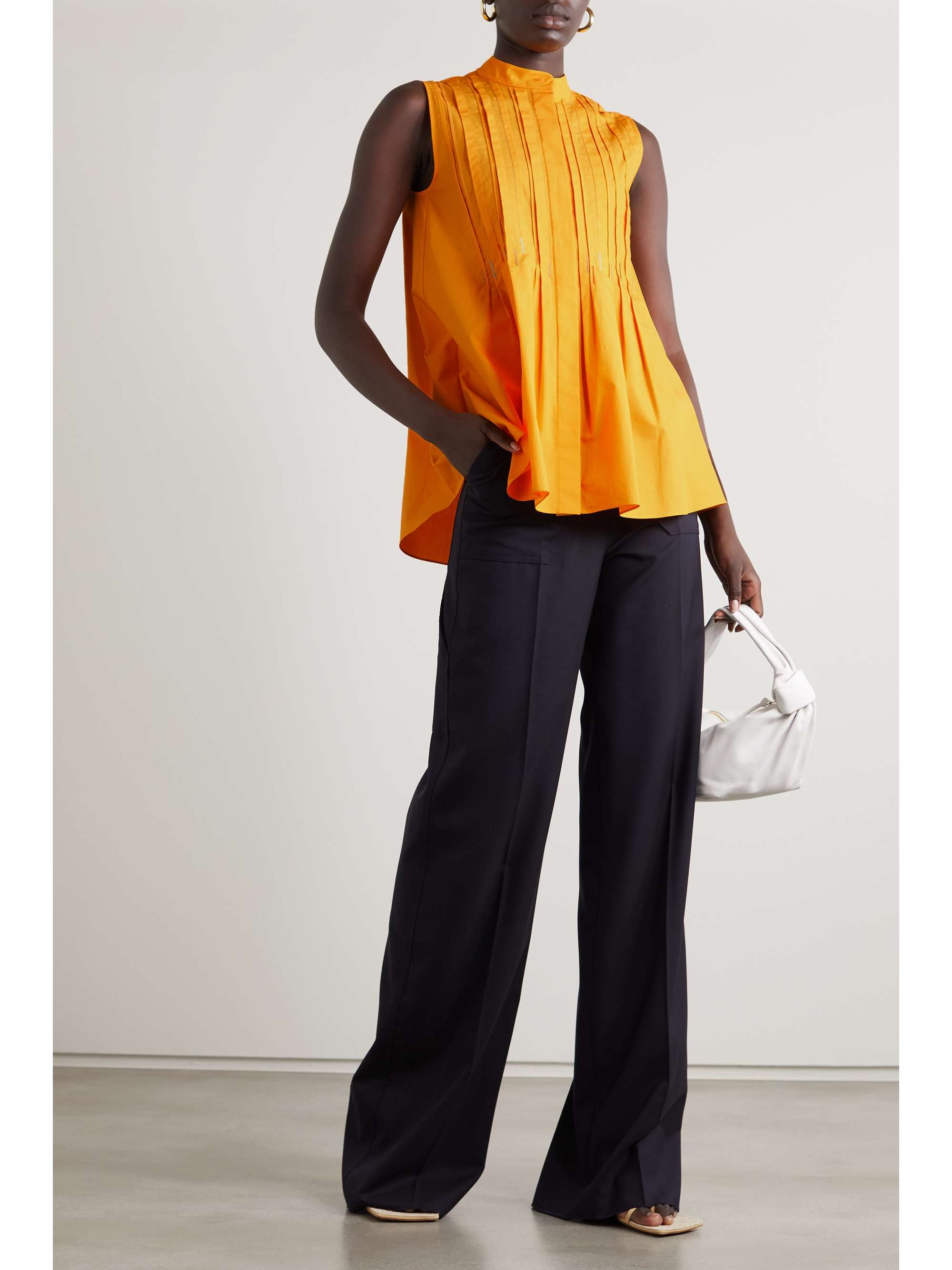 ROKSANDA Arusha embroidered pleated cotton-poplin blouse