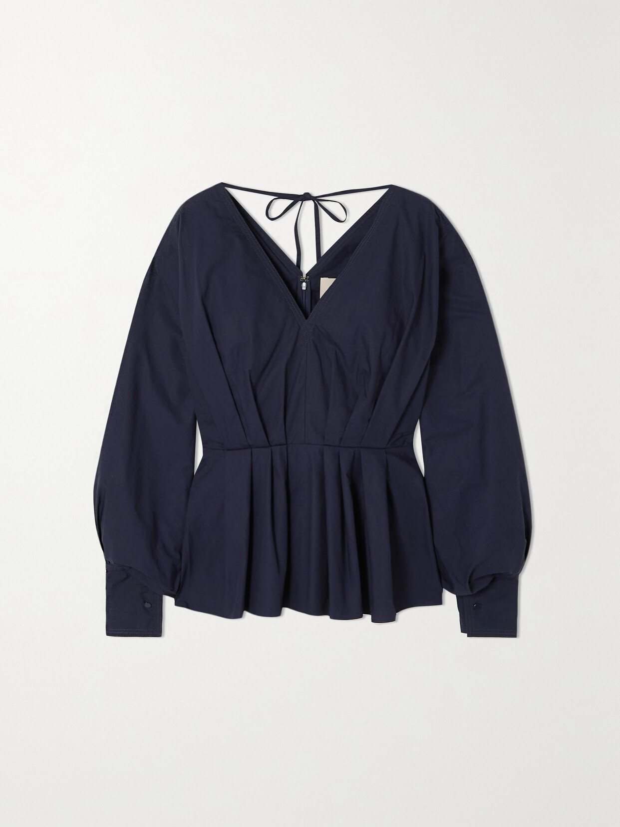 Roksanda Colette Pleated Cotton-poplin Peplum Blouse - Blue