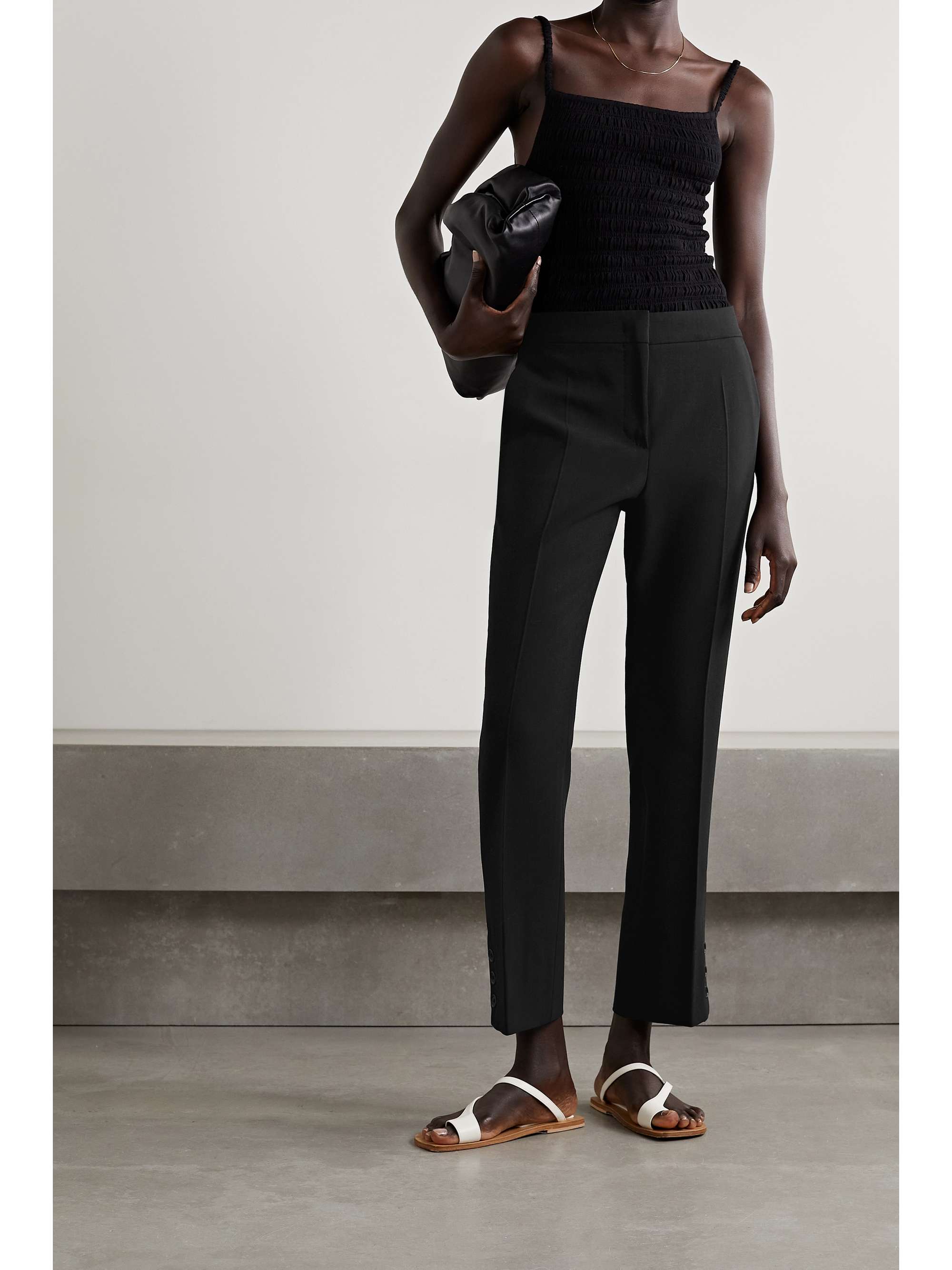 Black Mozart wool-blend crepe straight 
