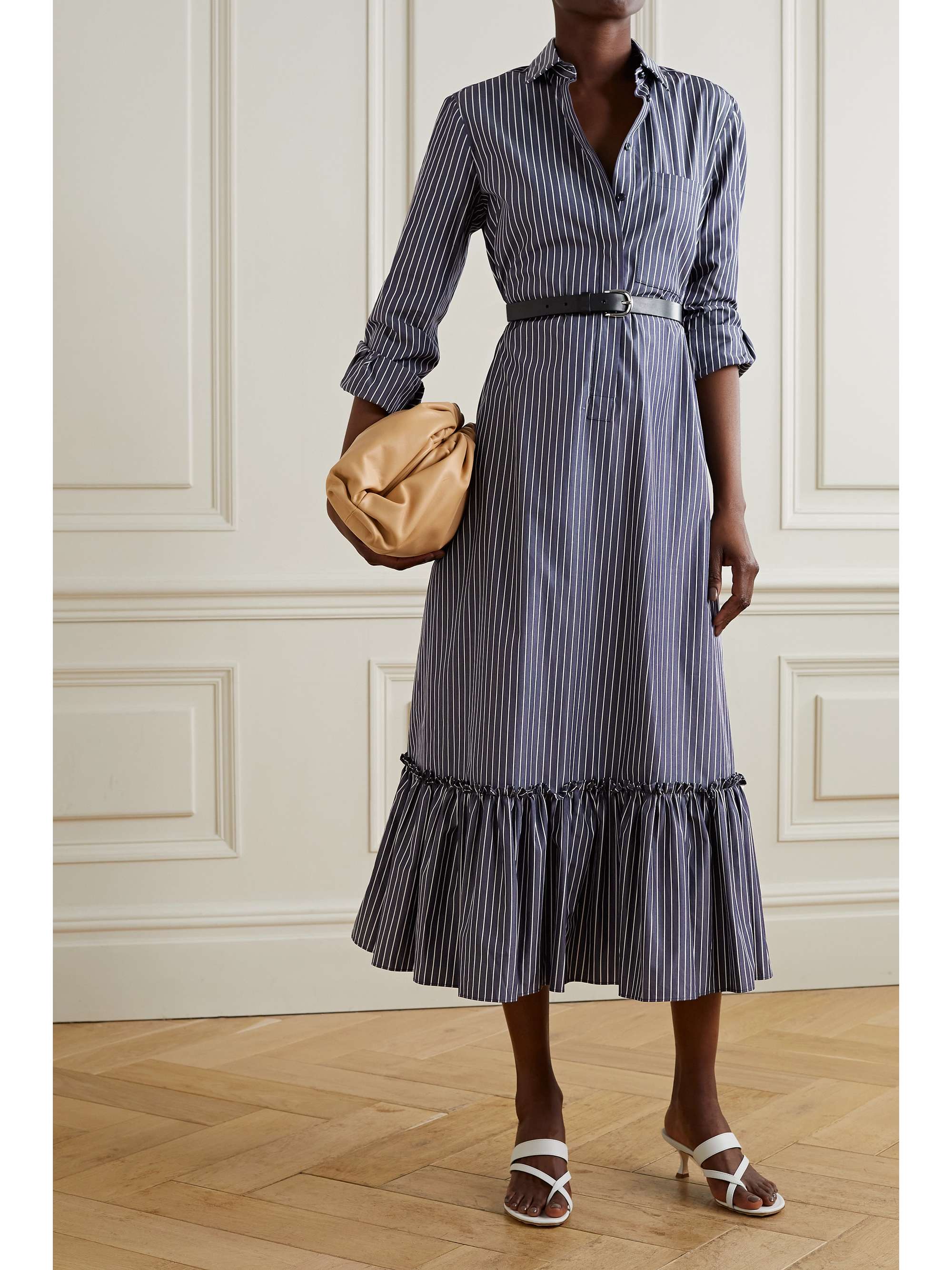 MAX MARA Pinstriped cotton-poplin shirt dress