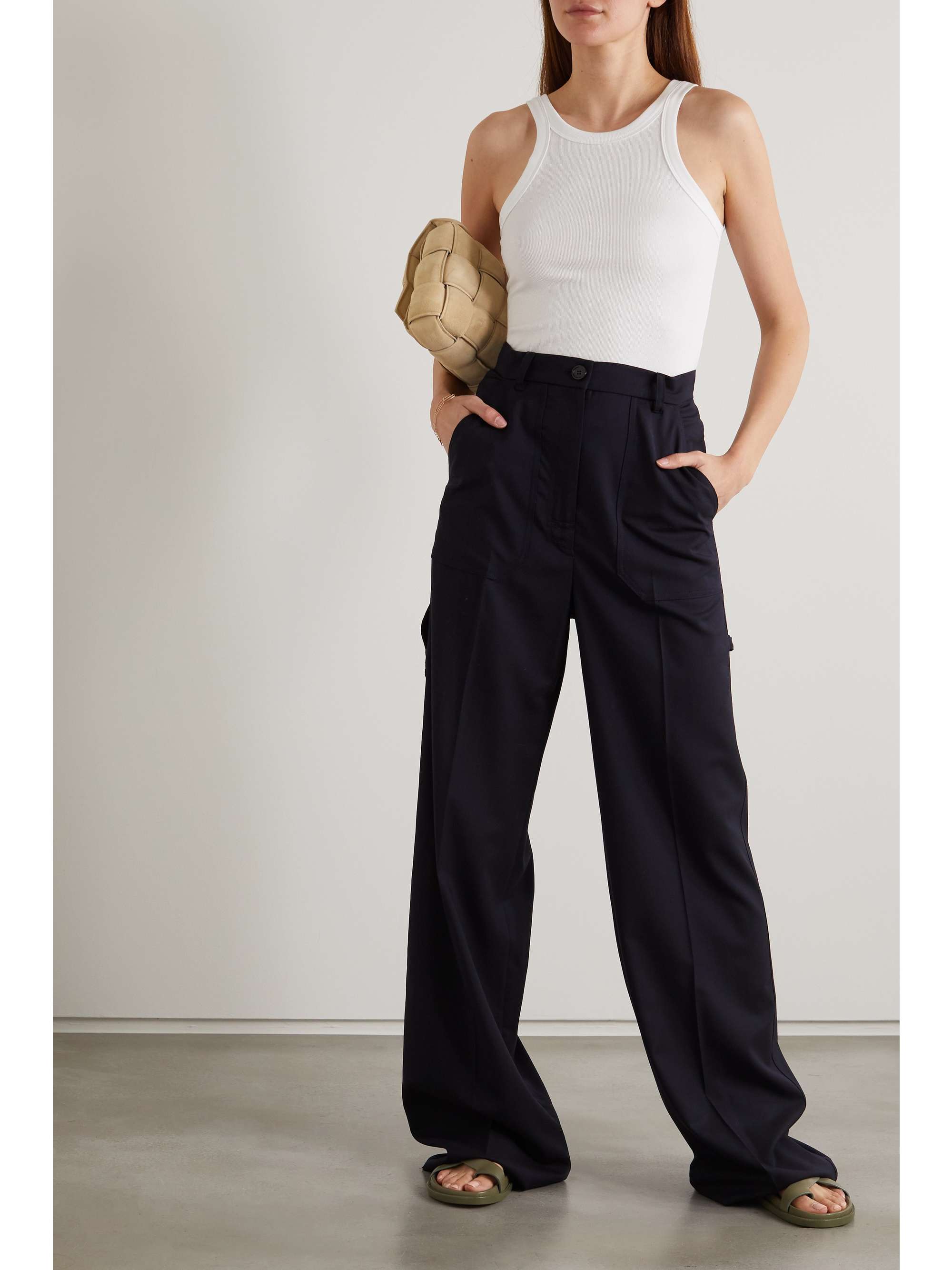 Navy Opera wool-twill wide-leg pants 