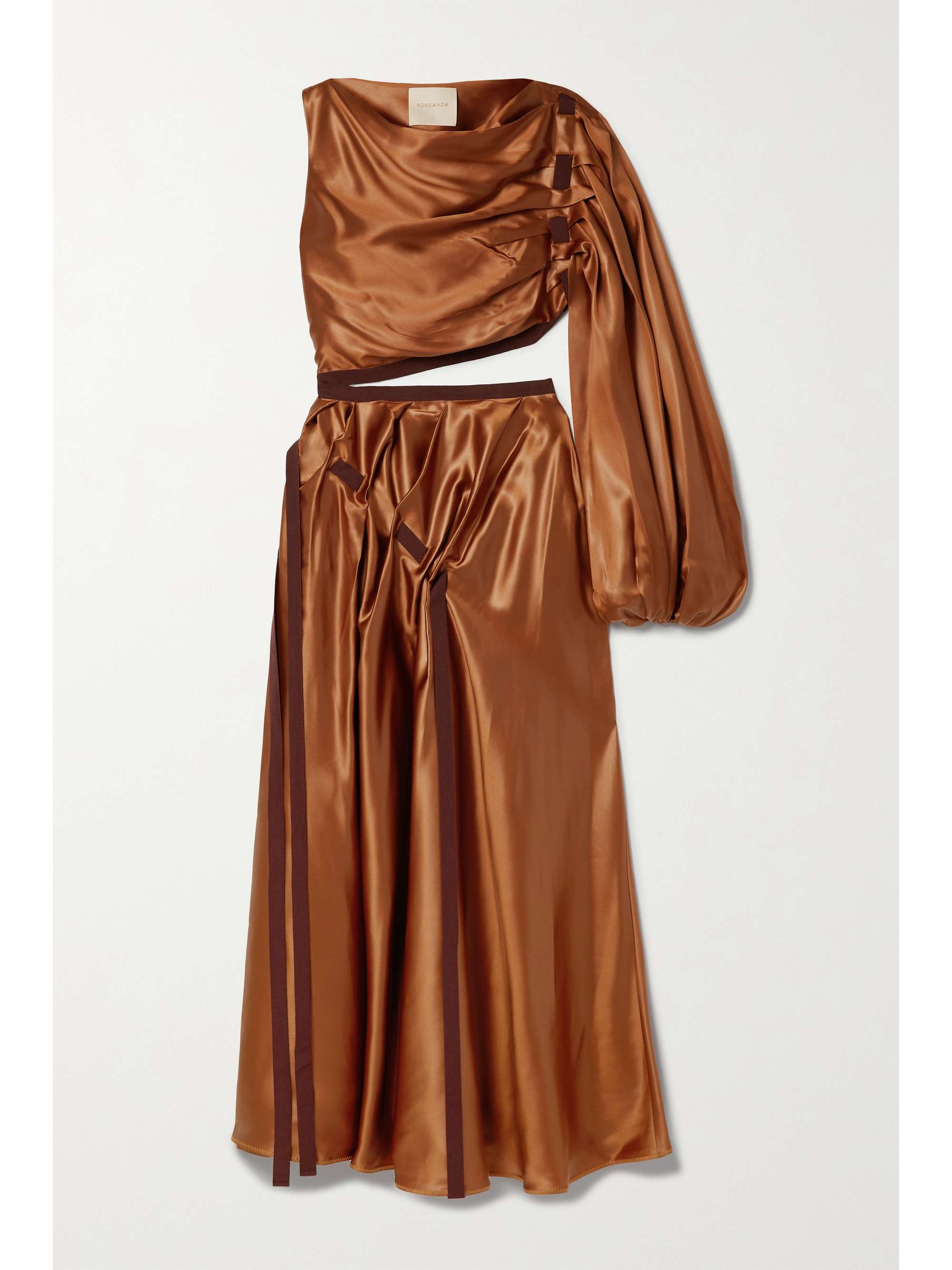 copper satin maxi dress
