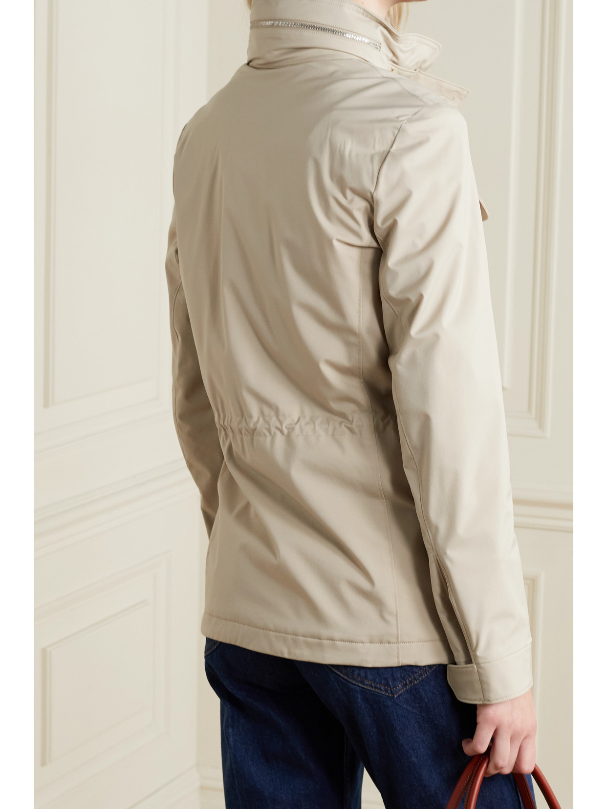 Loro Piana Casual Jacket With Adjustable Waist And Front Pockets In Neutral