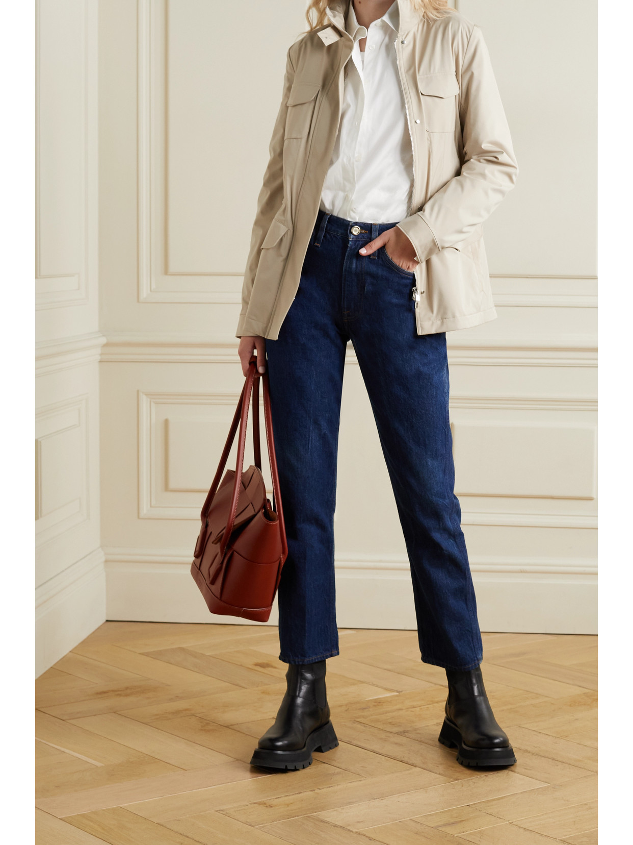 Loro Piana Casual Jacket With Adjustable Waist And Front Pockets In Neutral