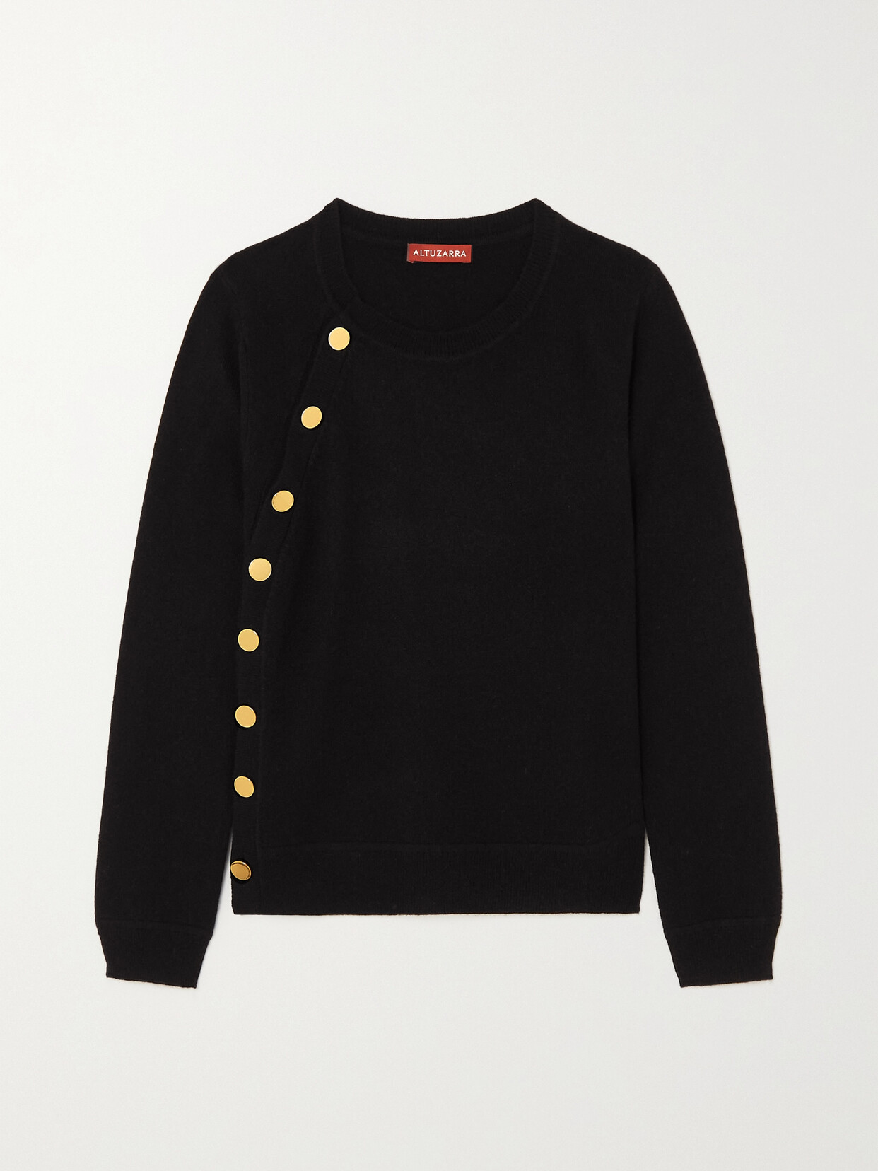 Shop Altuzarra Minamoto Button-detailed Cashmere Sweater In Black