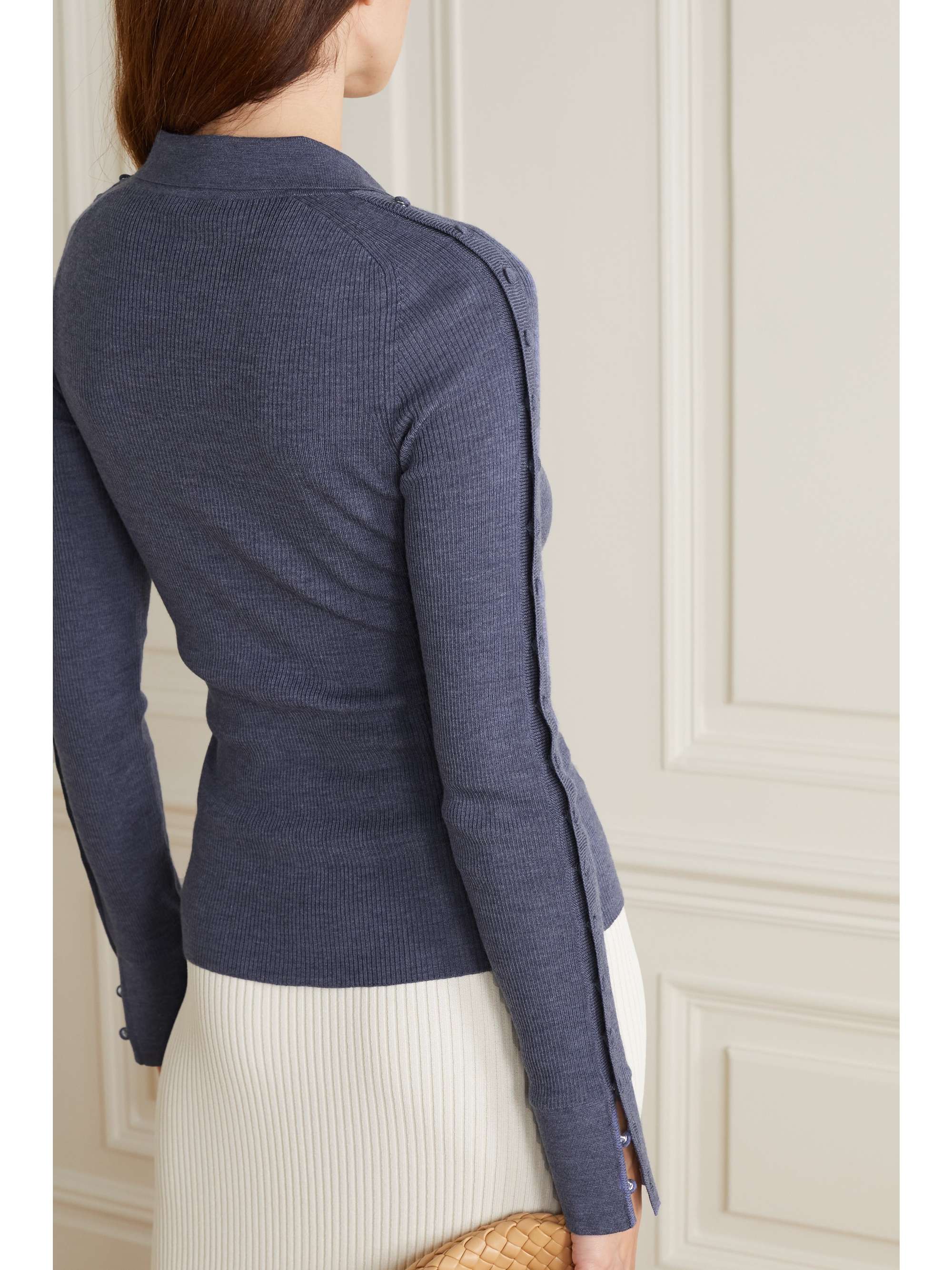 ALTUZARRA Hill button-detailed ribbed wool-blend shirt