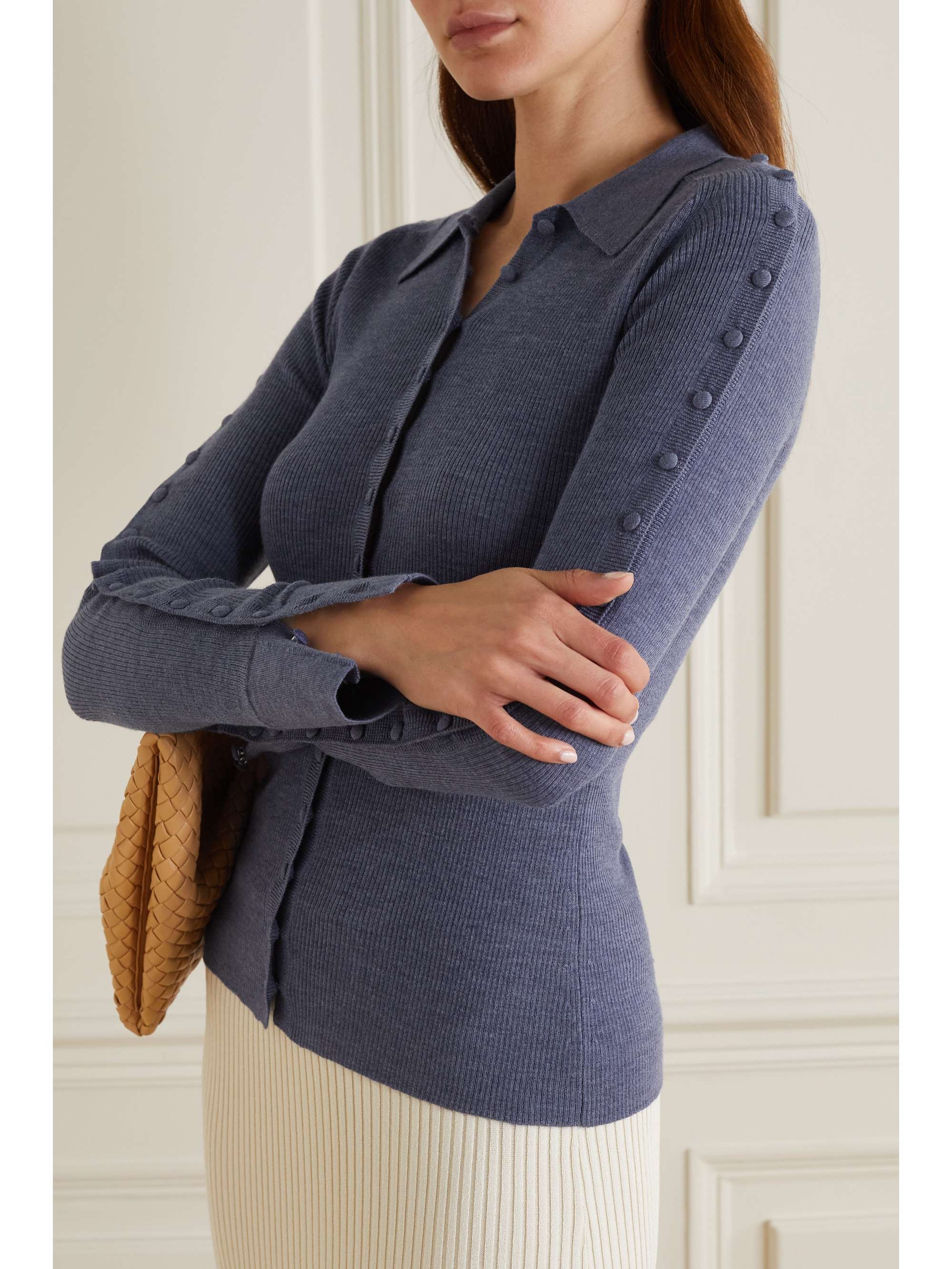 ALTUZARRA Hill button-detailed ribbed wool-blend shirt