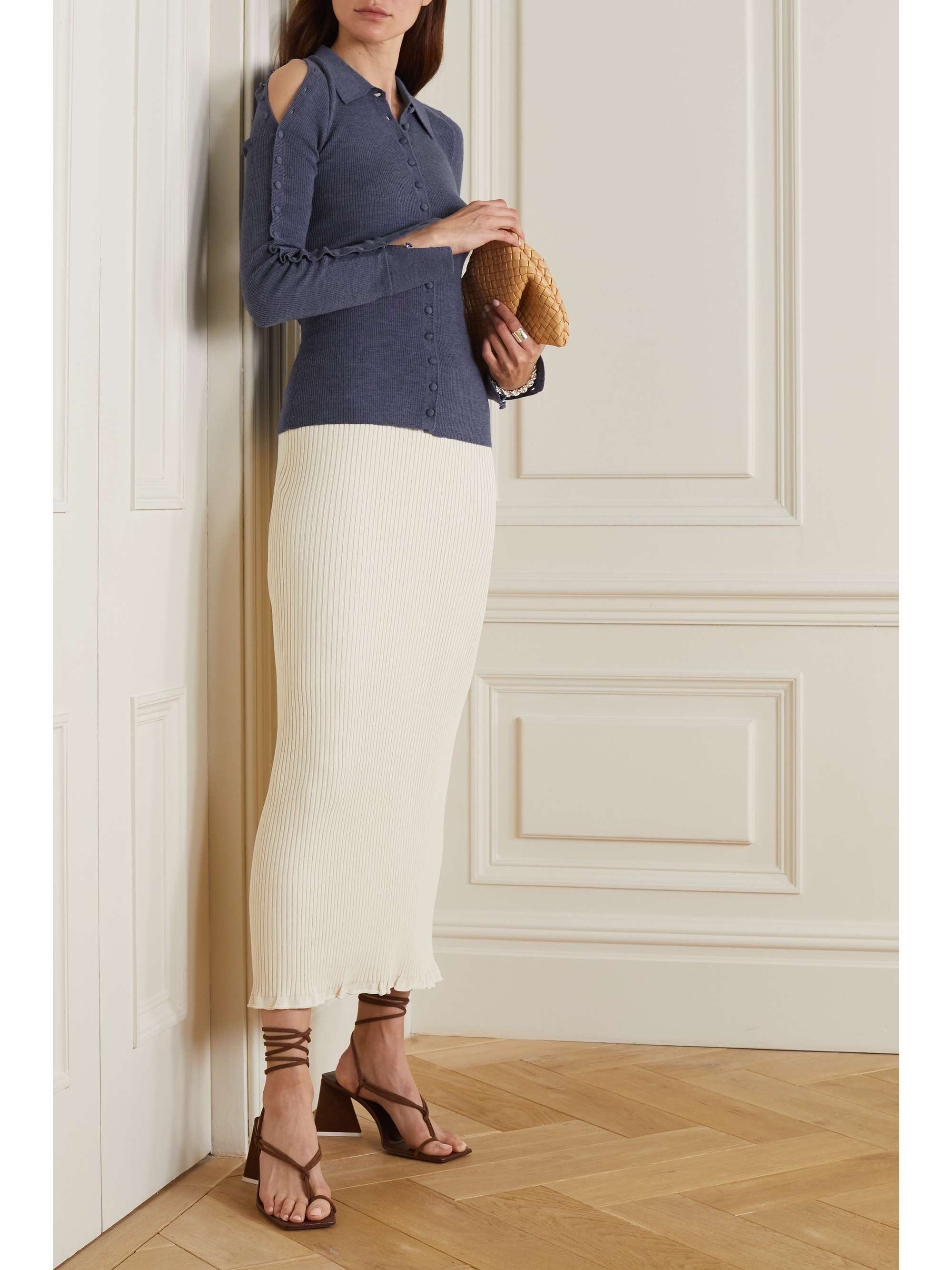 ALTUZARRA Hill button-detailed ribbed wool-blend shirt