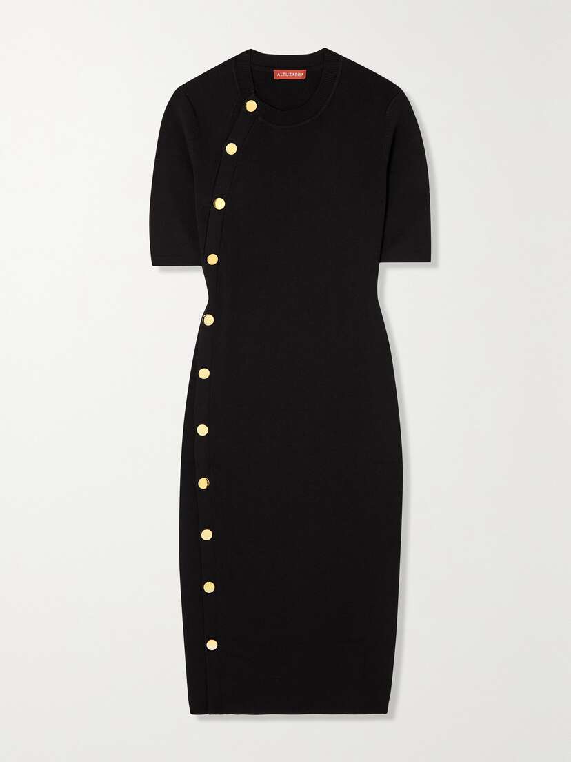 Altuzarra Topaz Button-detailed Ribbed-knit Midi Dress
