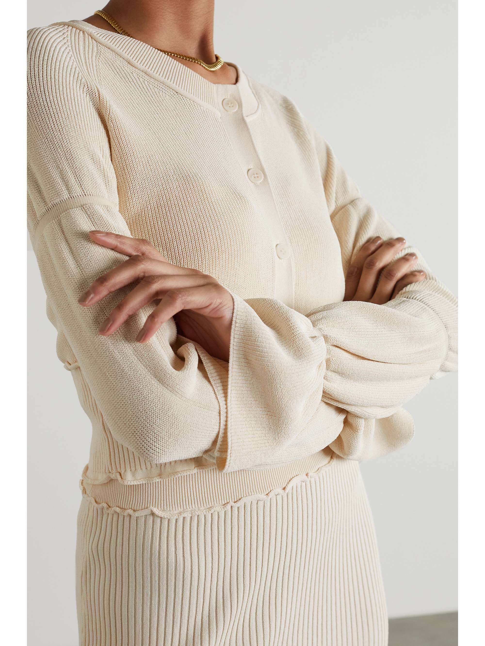 Ivory Valli ribbed-knit cardigan 