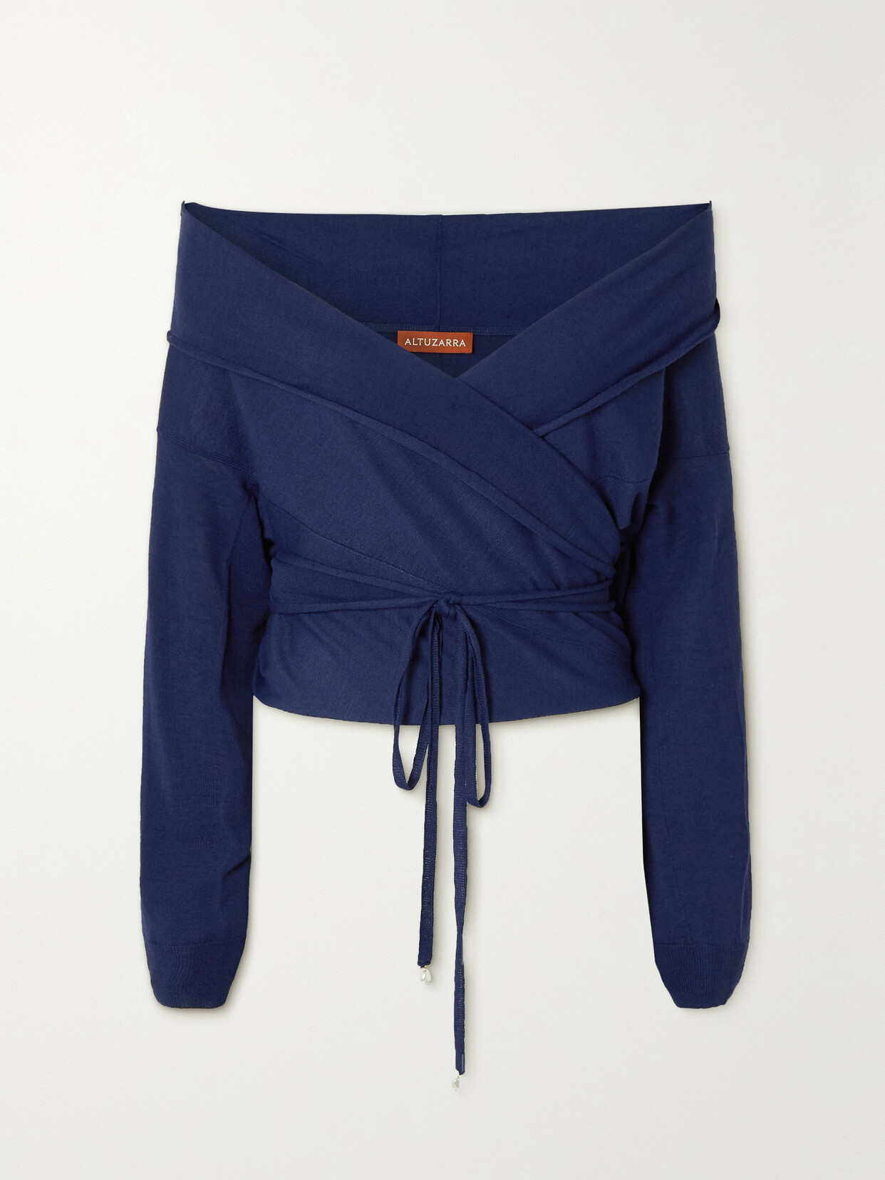 Altuzarra Crawley Off-the-shoulder Knitted Wrap Sweater - Blue