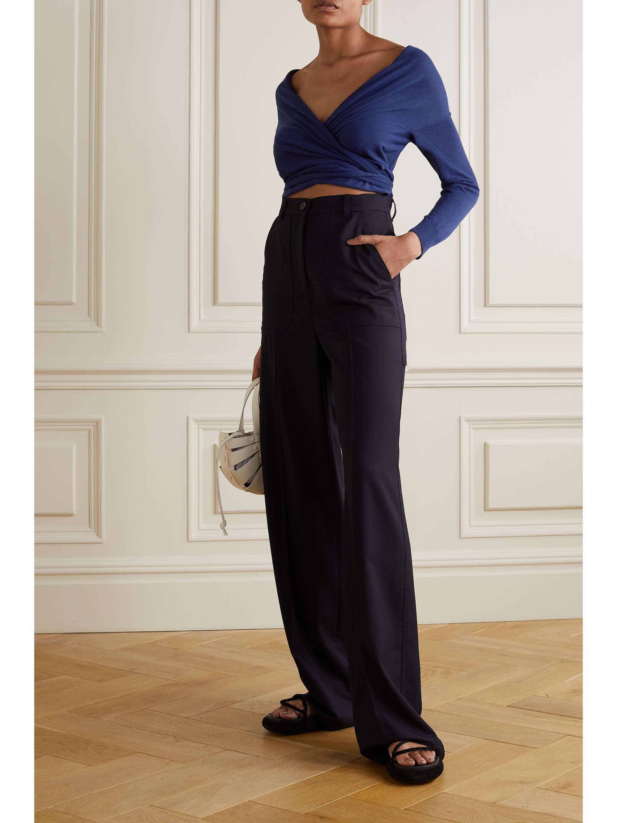 off the shoulder wrap sweater