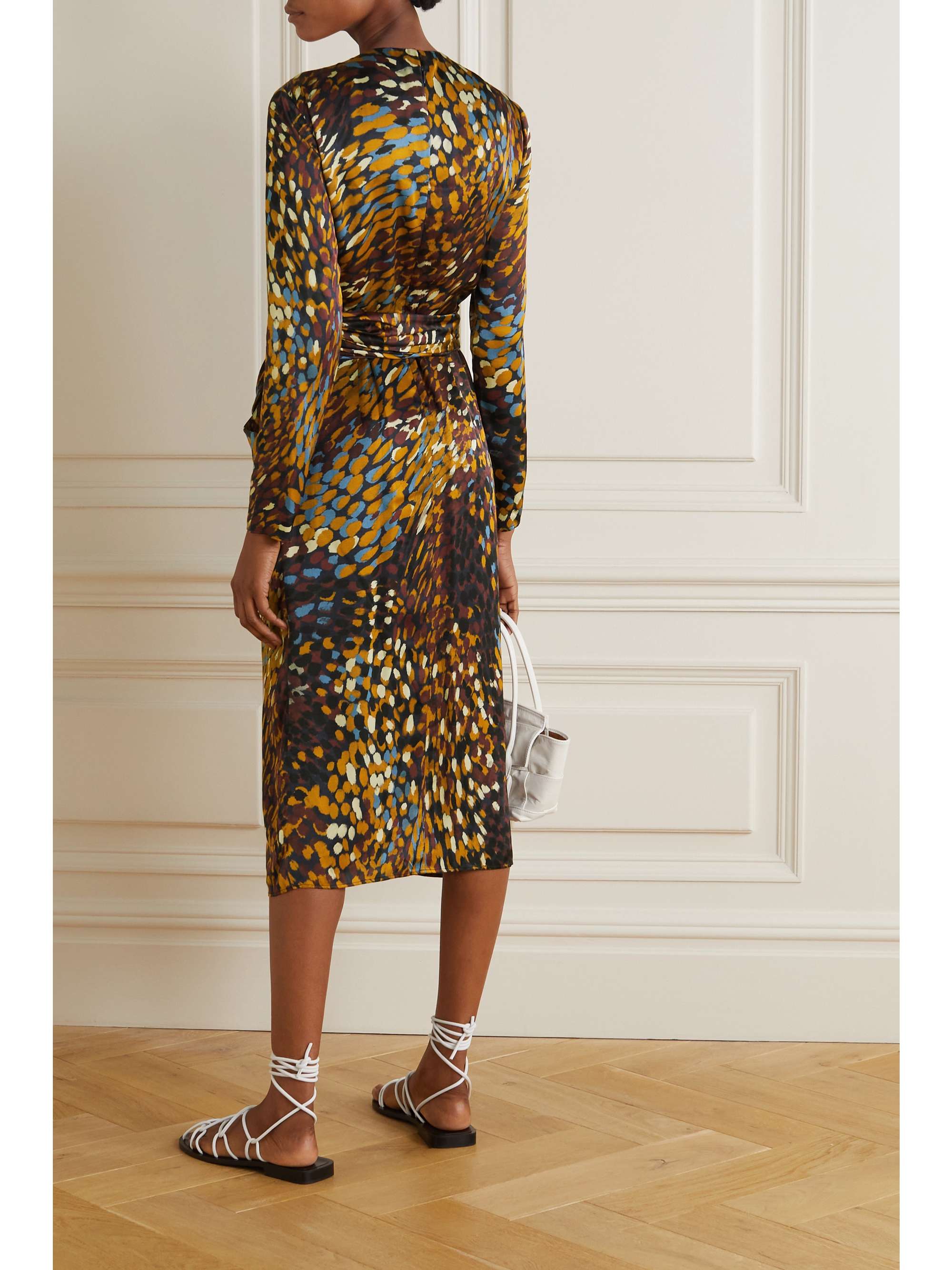 ALTUZARRA Tippi gathered printed satin midi dress | NET-A-PORTER