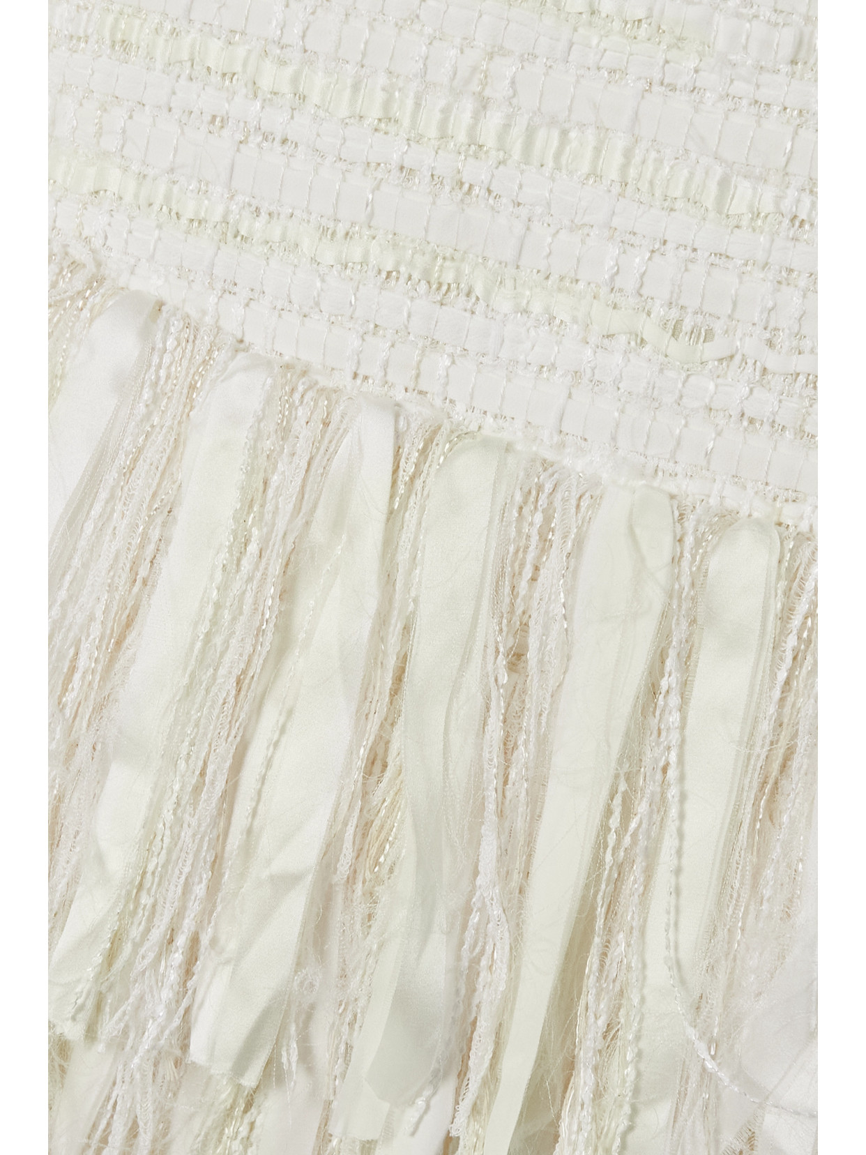 Shop Altuzarra Mathis Fringed Bouclé-tweed Peplum Top In Ivory