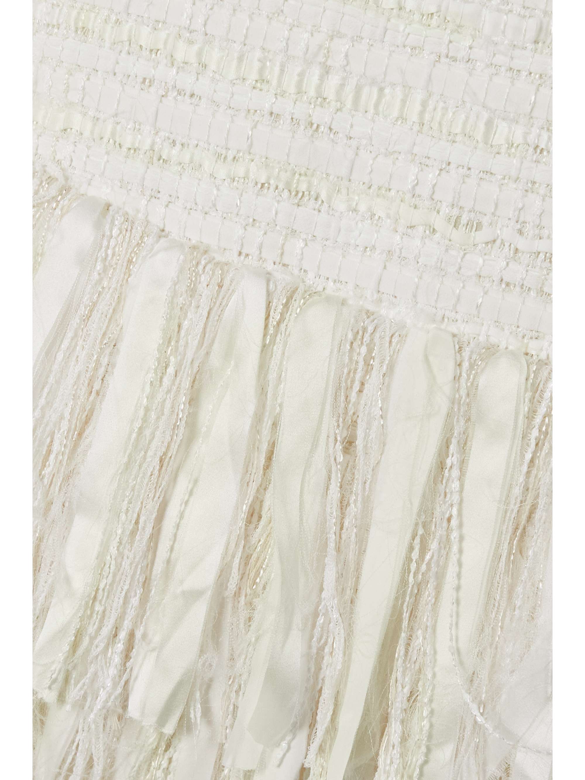 ALTUZARRA Mathis fringed bouclé-tweed peplum top