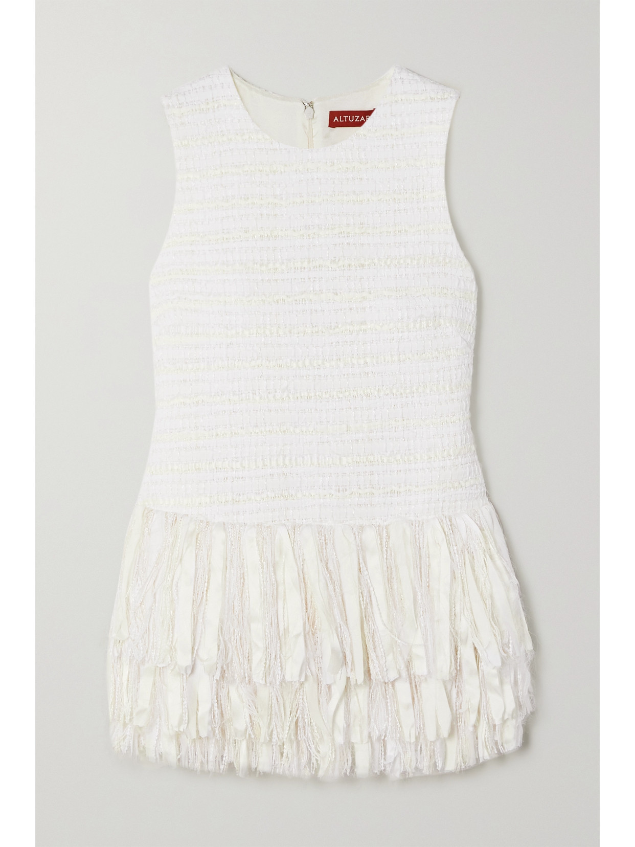 Altuzarra Mathis Fringed Bouclé-tweed Peplum Top In Ivory