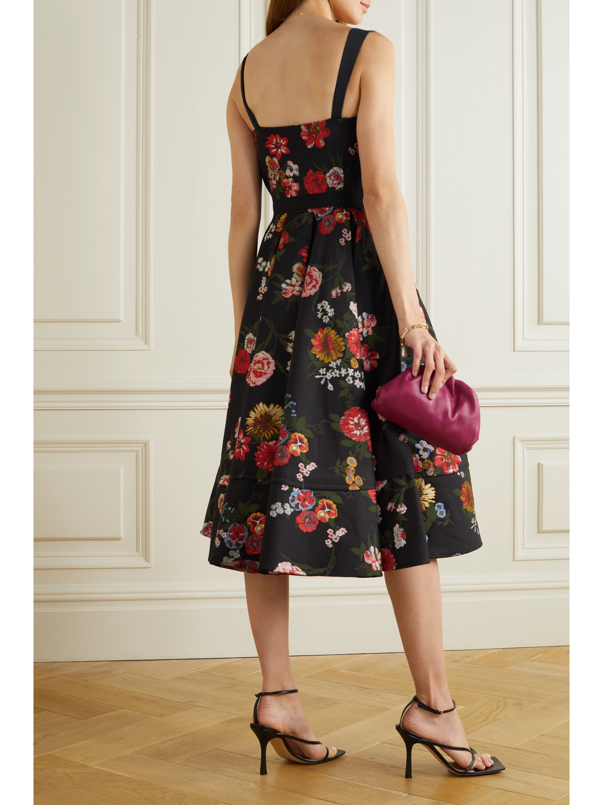 BROCK COLLECTION Tessa faille-trimmed pleated floral-jacquard midi dress