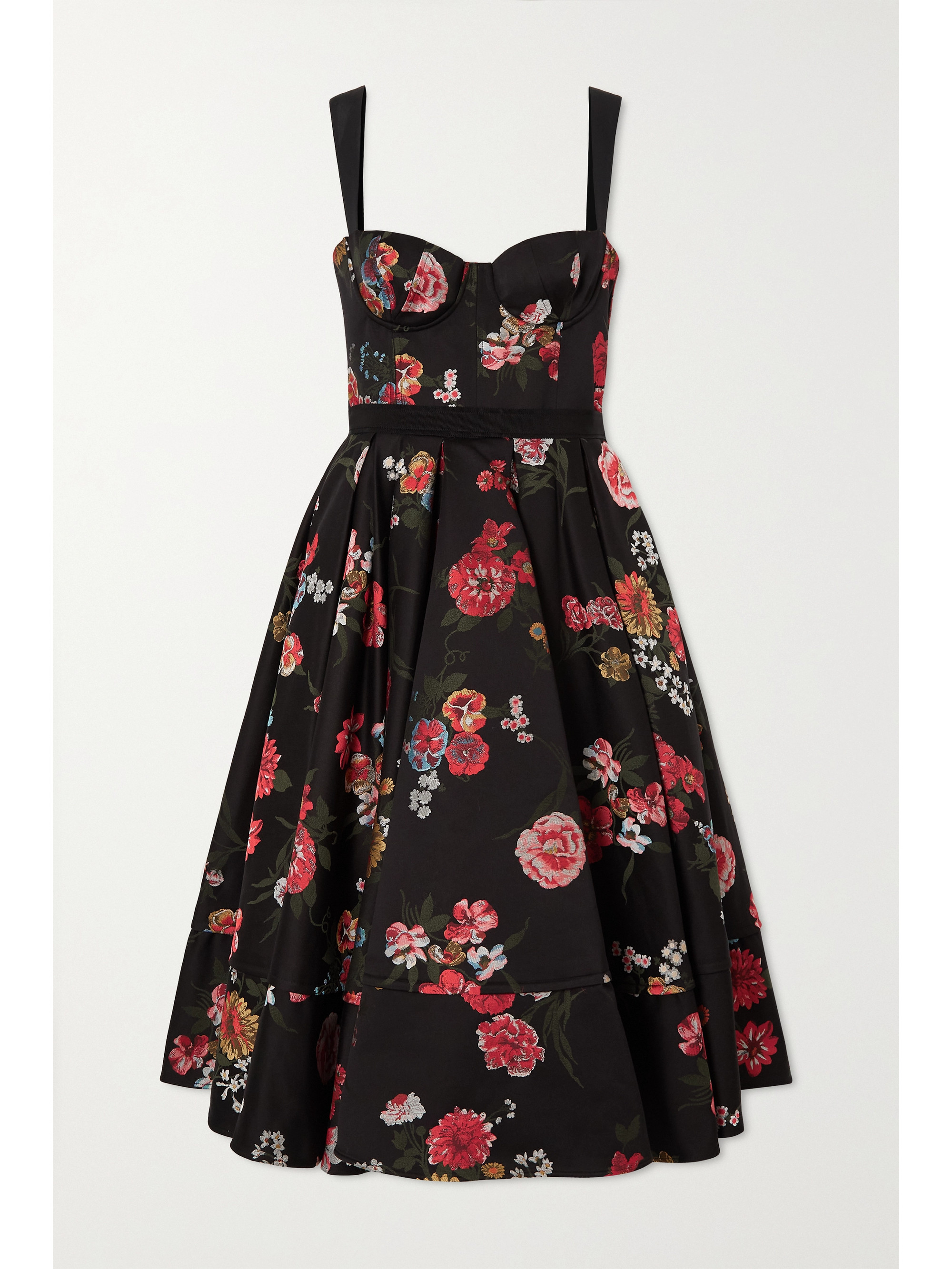 BROCK COLLECTION Tessa faille-trimmed pleated floral-jacquard midi dress