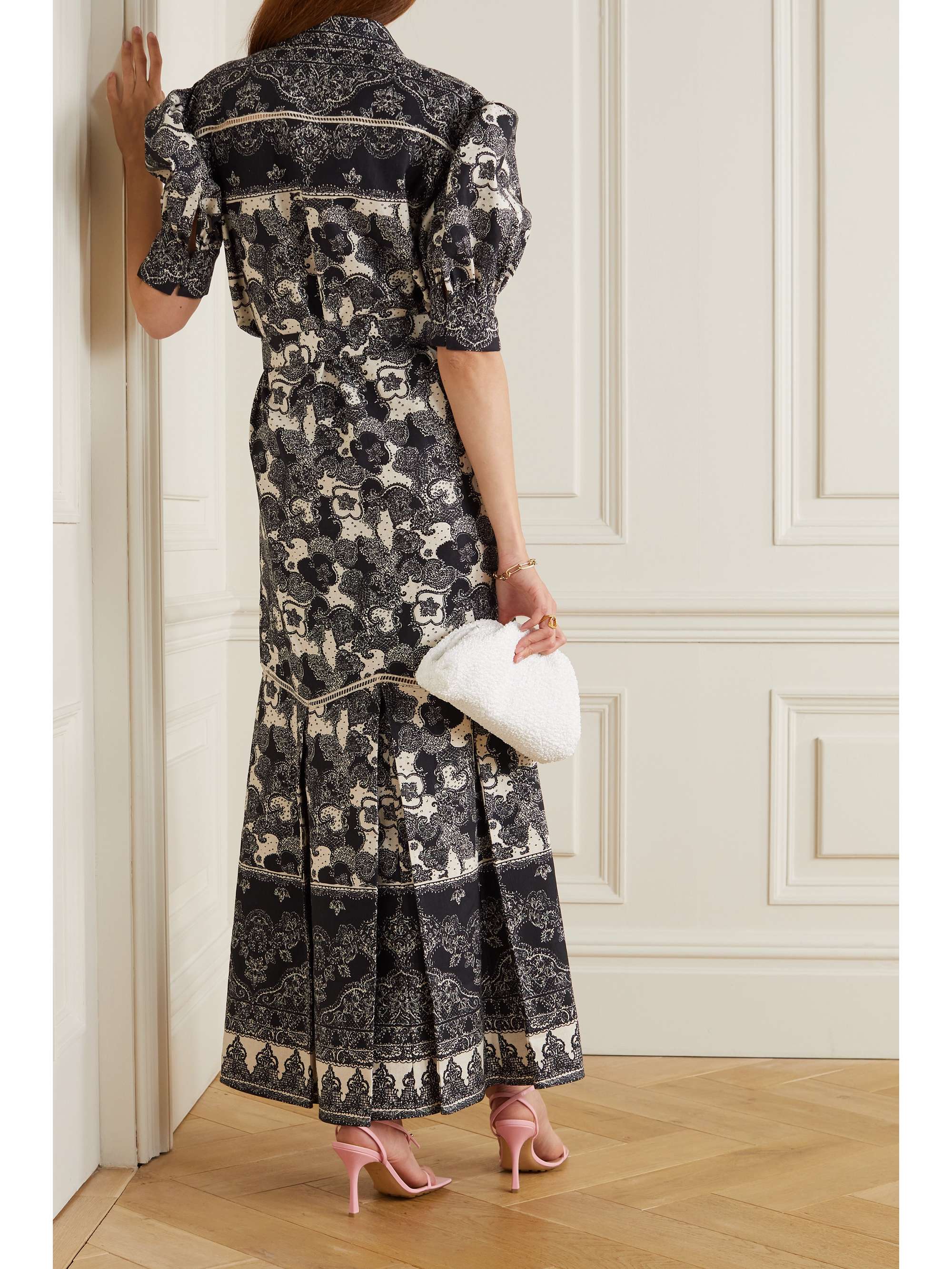 BROCK COLLECTION Teodosia pleated printed linen and cotton-blend shirt dress