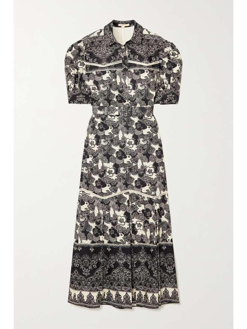 Brock Collection Teodosia Pleated Printed Linen And Cotton-blend Shirt Dress