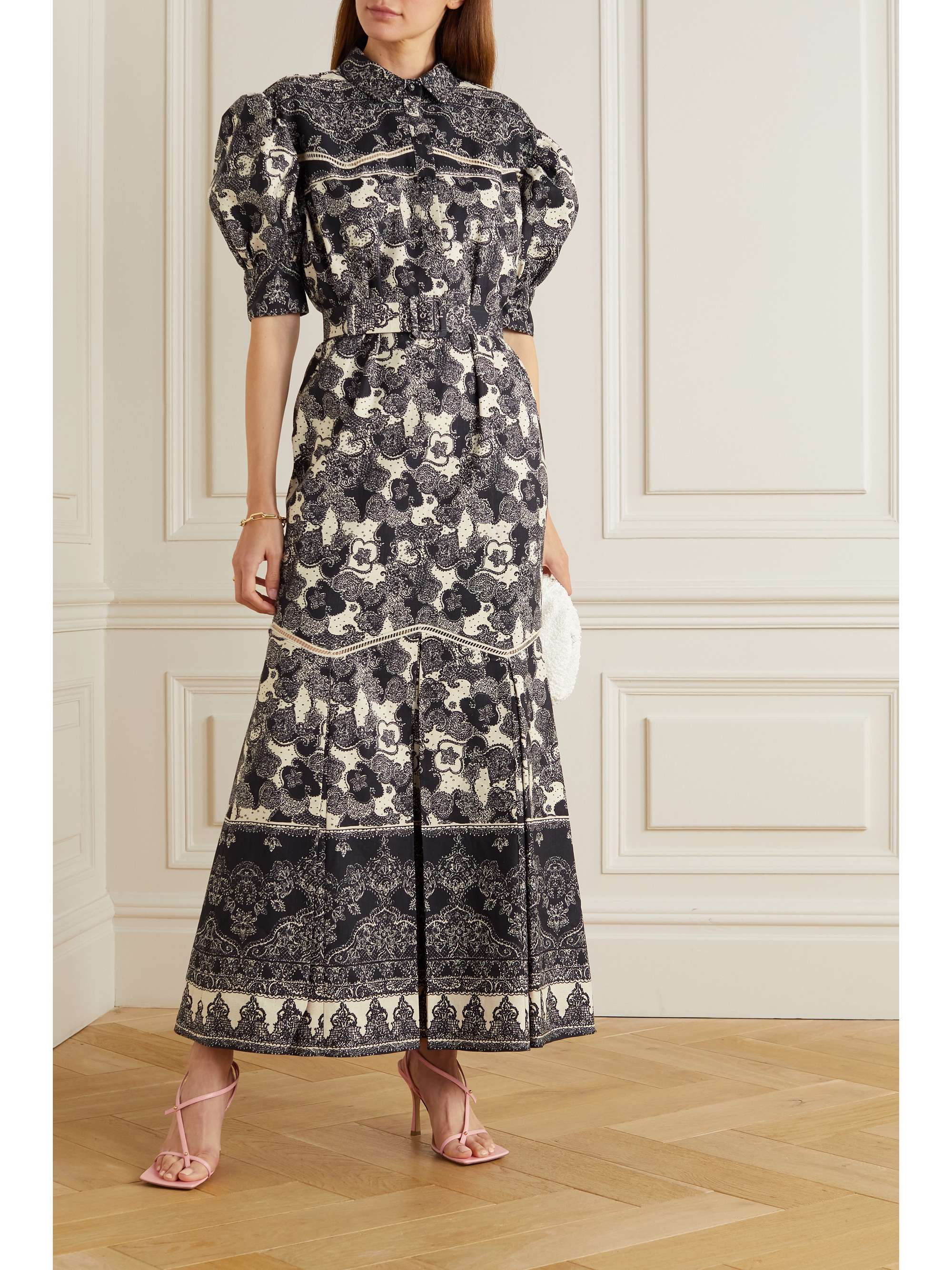 BROCK COLLECTION Teodosia pleated printed linen and cotton-blend shirt dress