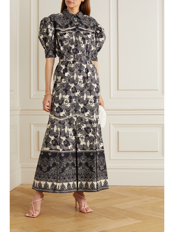 BROCK COLLECTION Teodosia pleated printed linen and cotton-blend shirt dress