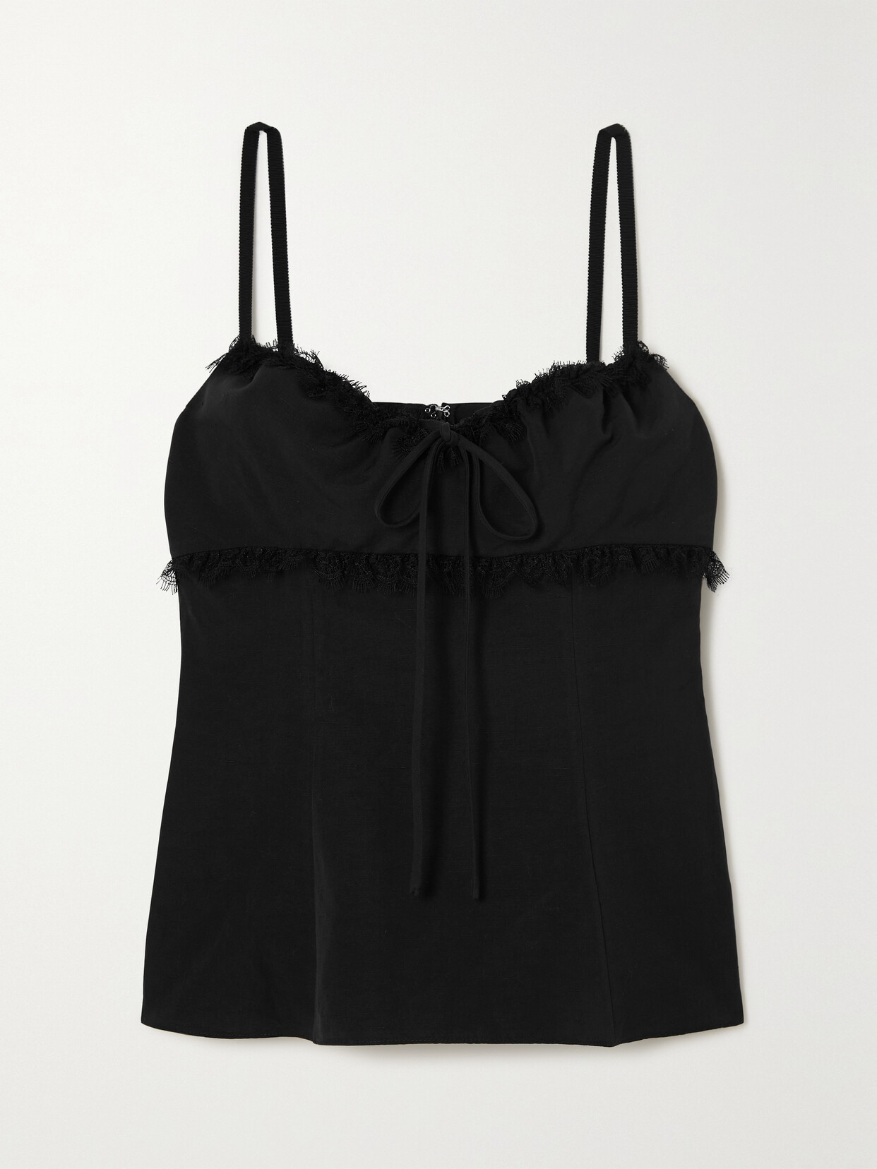 BROCK COLLECTION SIRIA LACE-TRIMMED COTTON AND LINEN-BLEND CAMISOLE