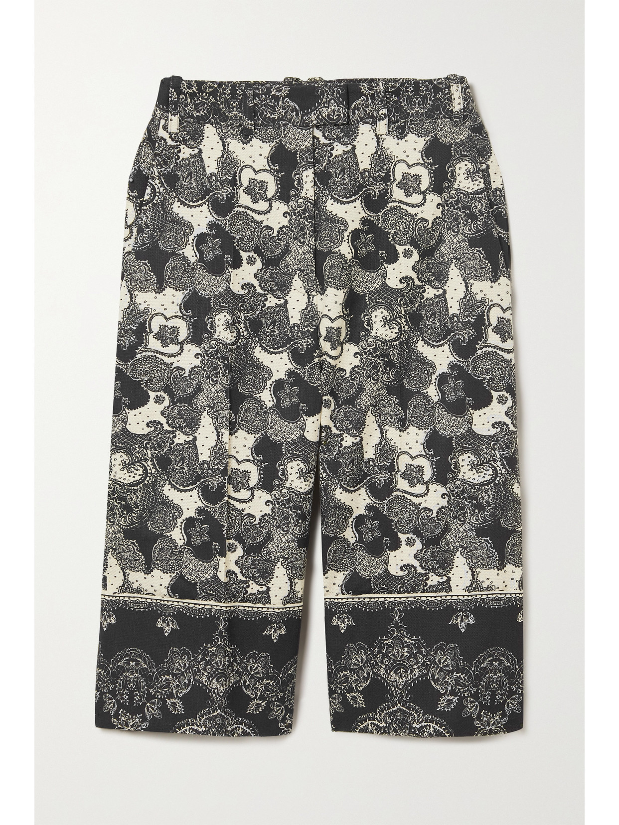 Brock Collection Tam Paisley-print Linen And Cotton-blend Culottes In Black