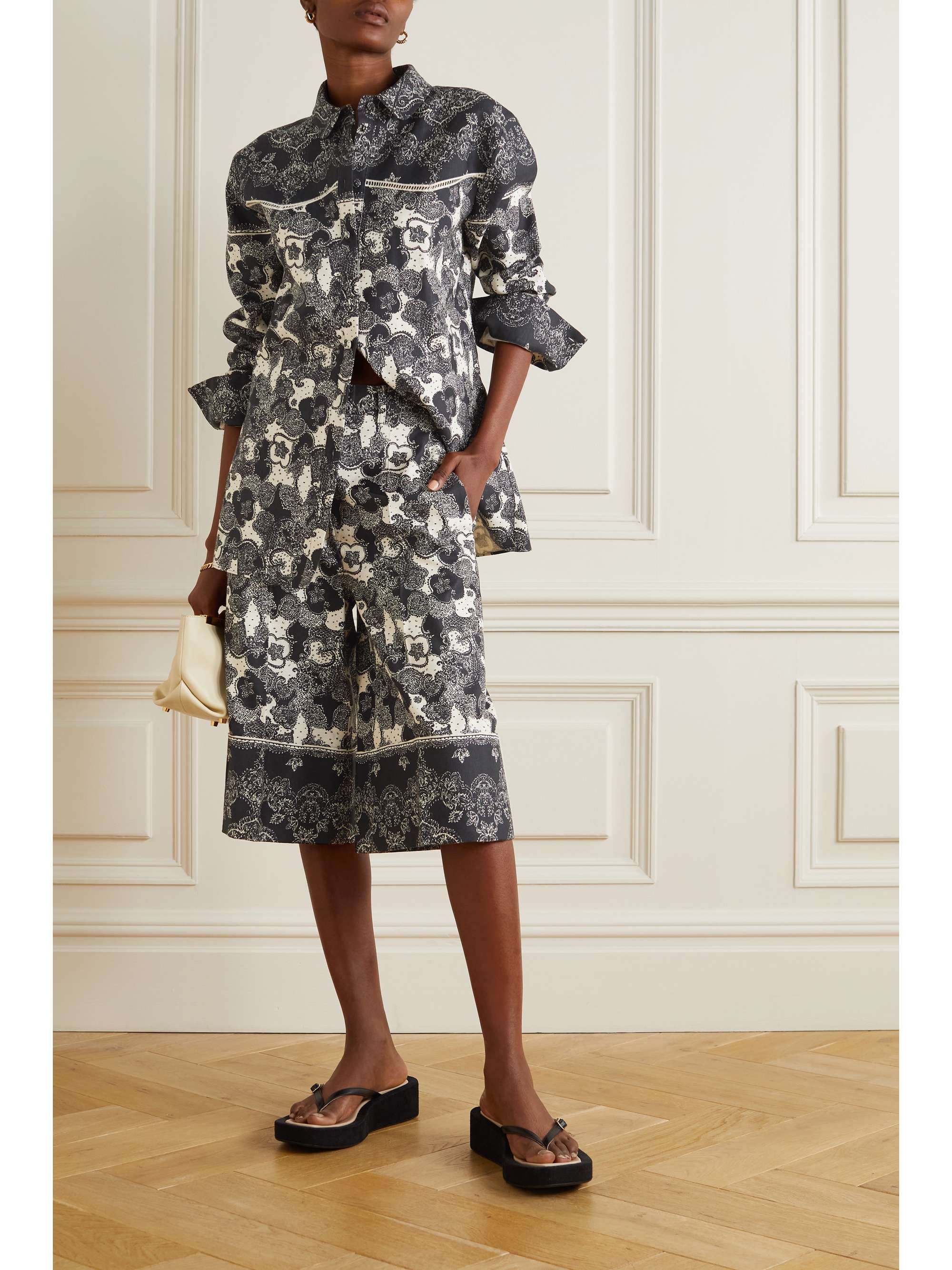 BROCK COLLECTION Tam paisley-print linen and cotton-blend culottes