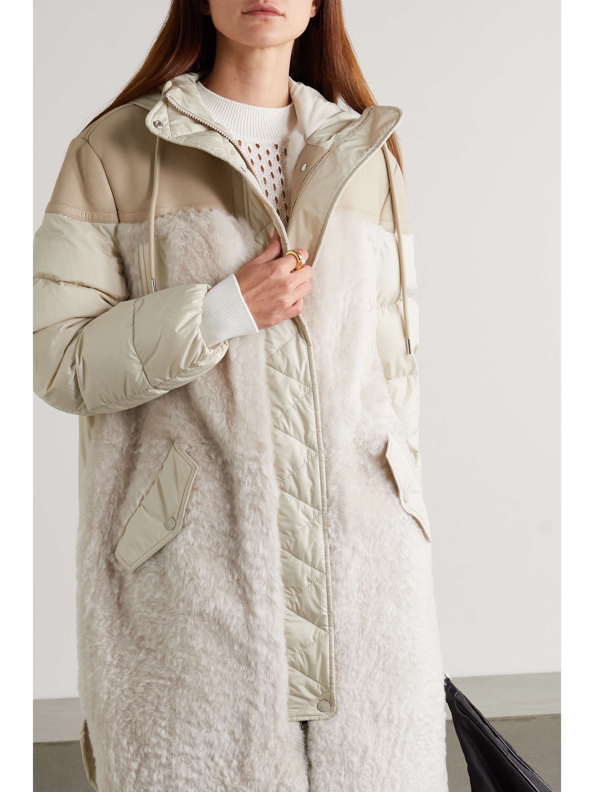MONCLER Gaudine hooded shearling-paneled quilted shell down parka