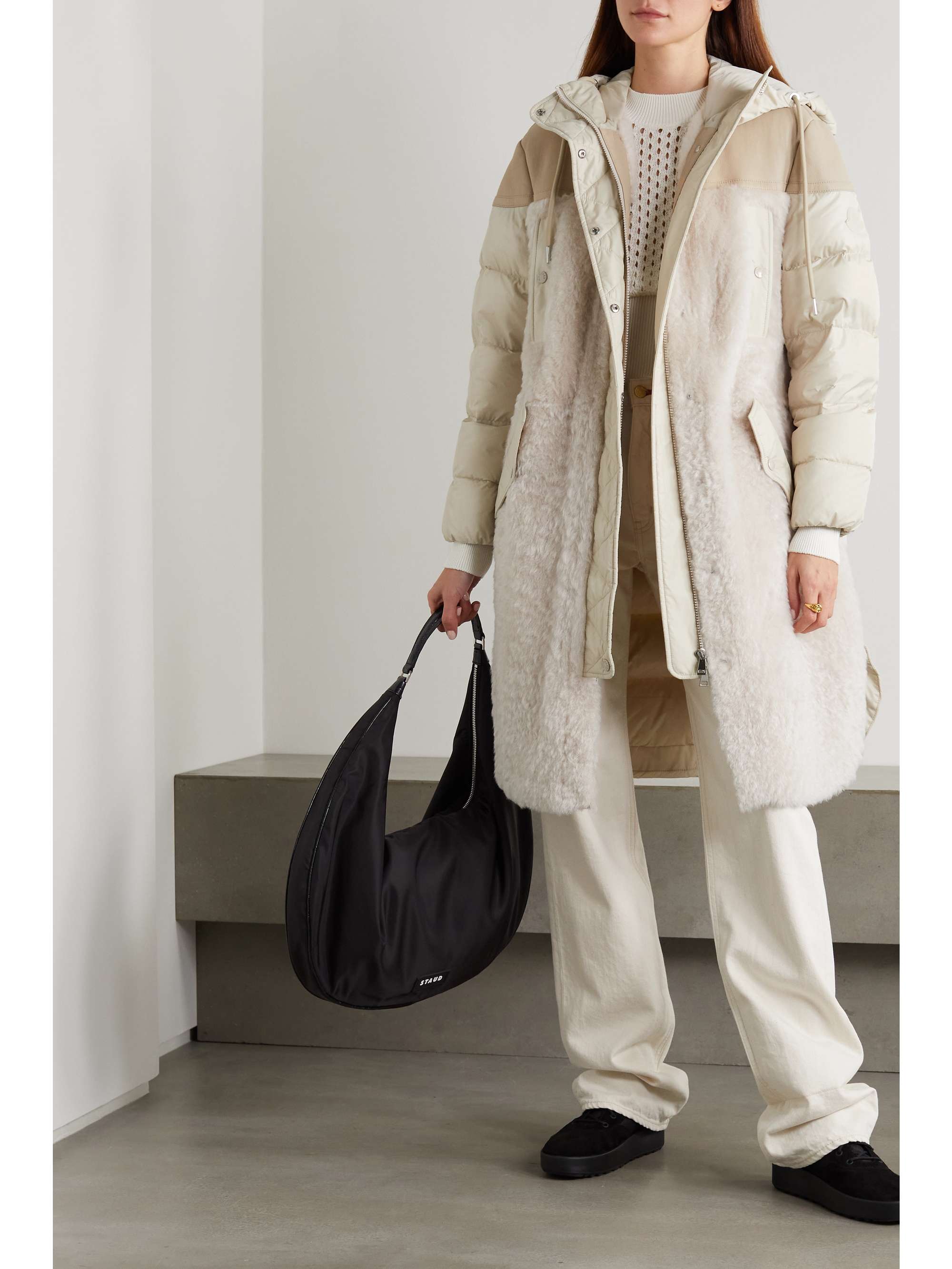 MONCLER Gaudine hooded shearling-paneled quilted shell down parka