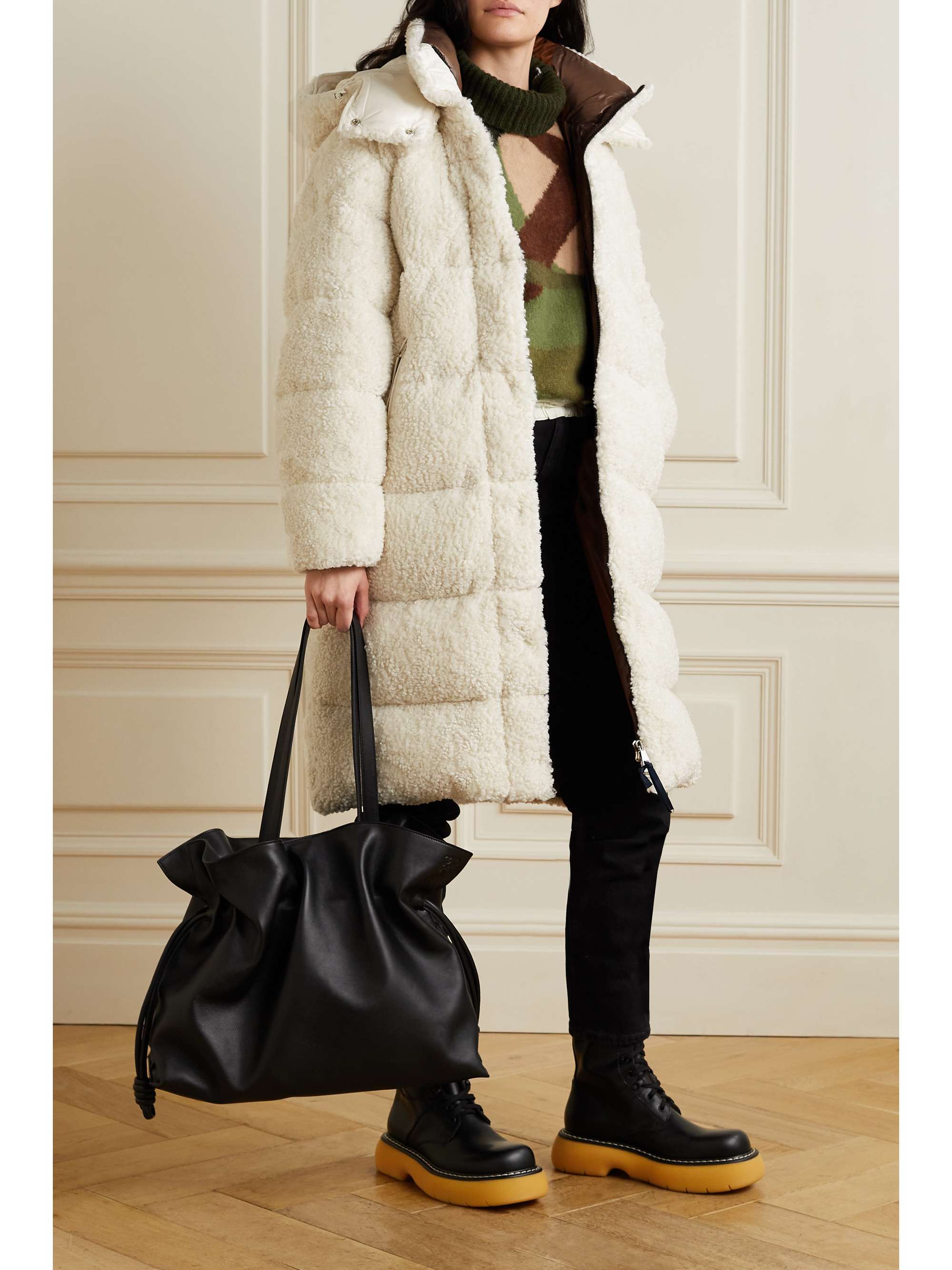Moncler - Hainardia Quilted Faux Shearling Down Parka - Ivory - 4 - Net A Porter