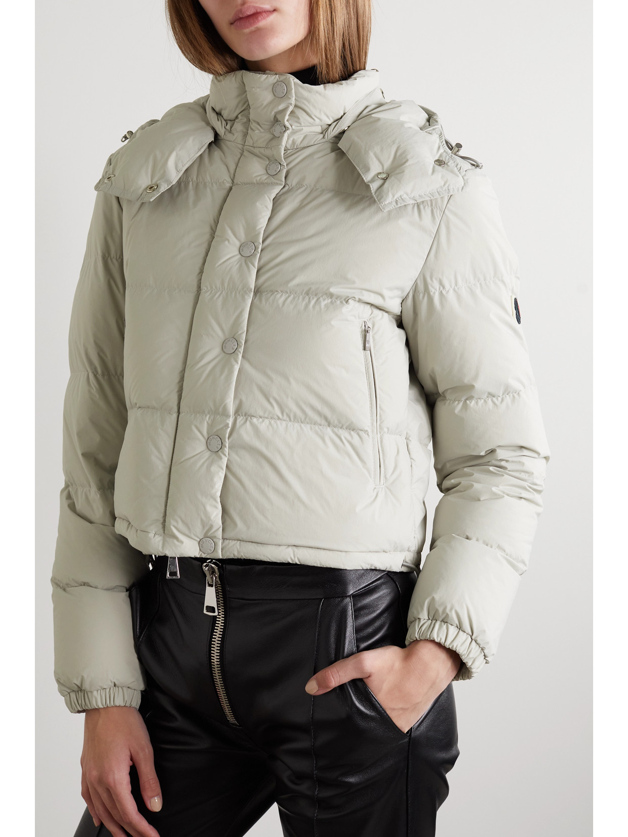 Moncler Avoine Hooded Quilted Shell Down Jacket In Gray