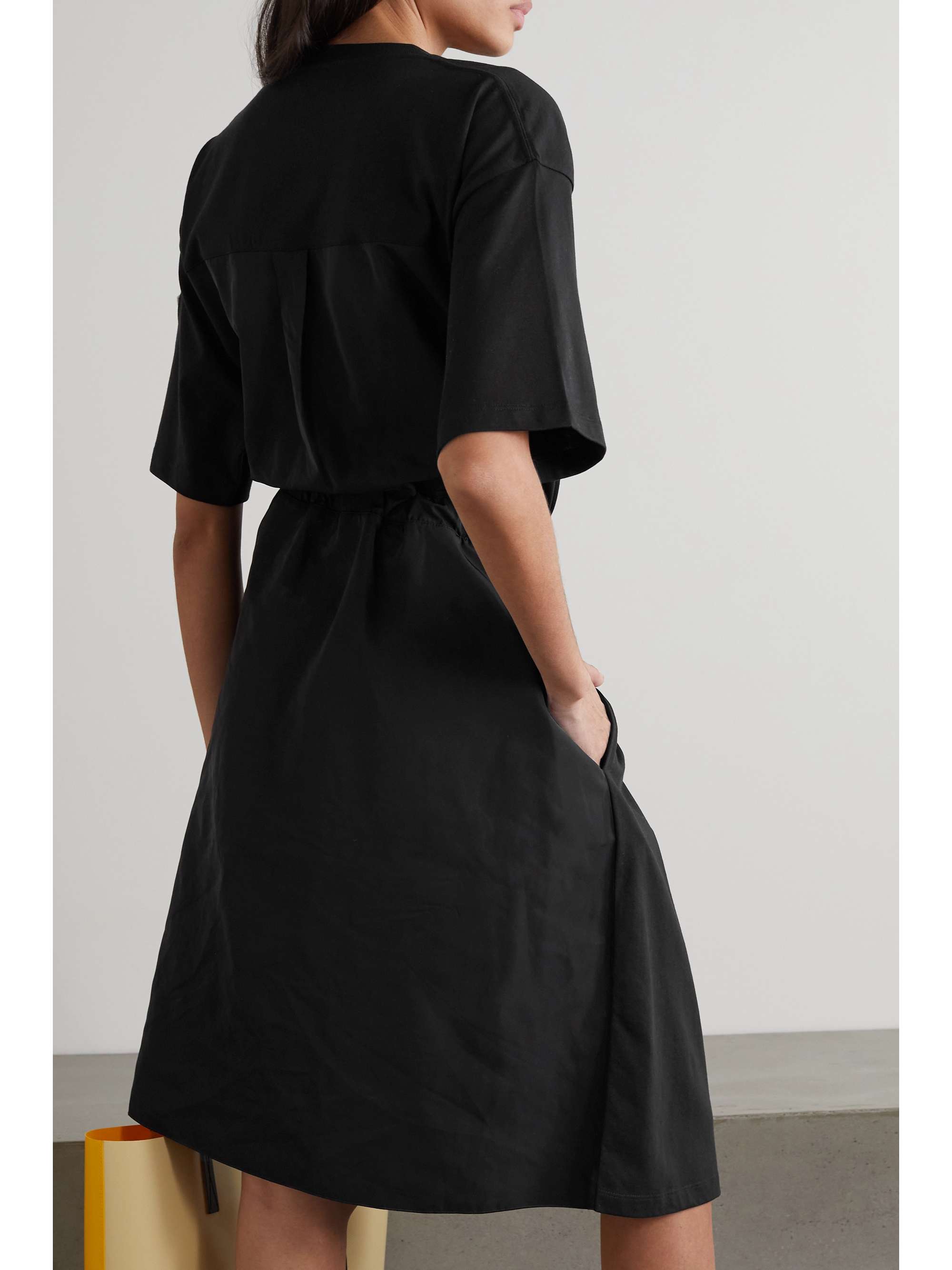 MONCLER Abito oversized belted shell-trimmed cotton-jersey dress