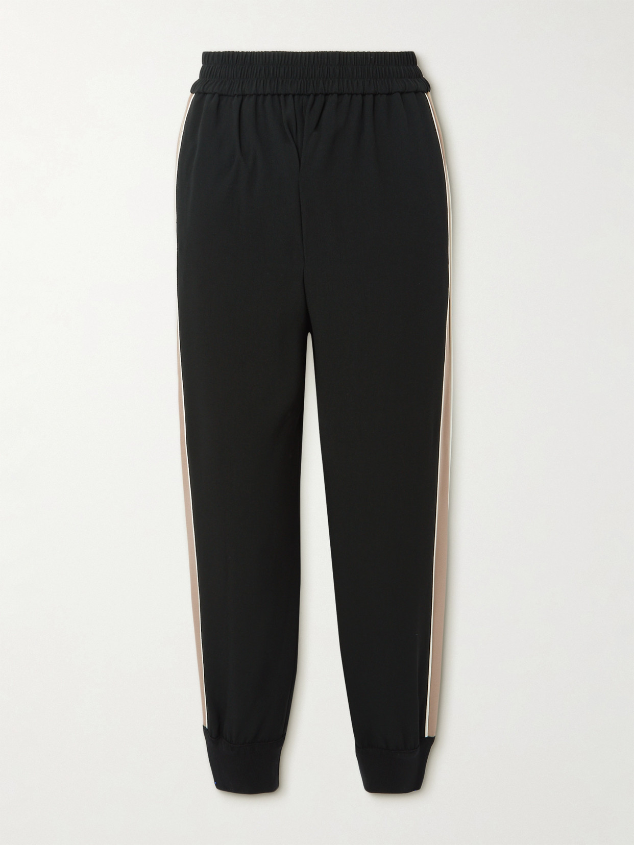 Moncler Paneled Crepe Track Pants In Black
