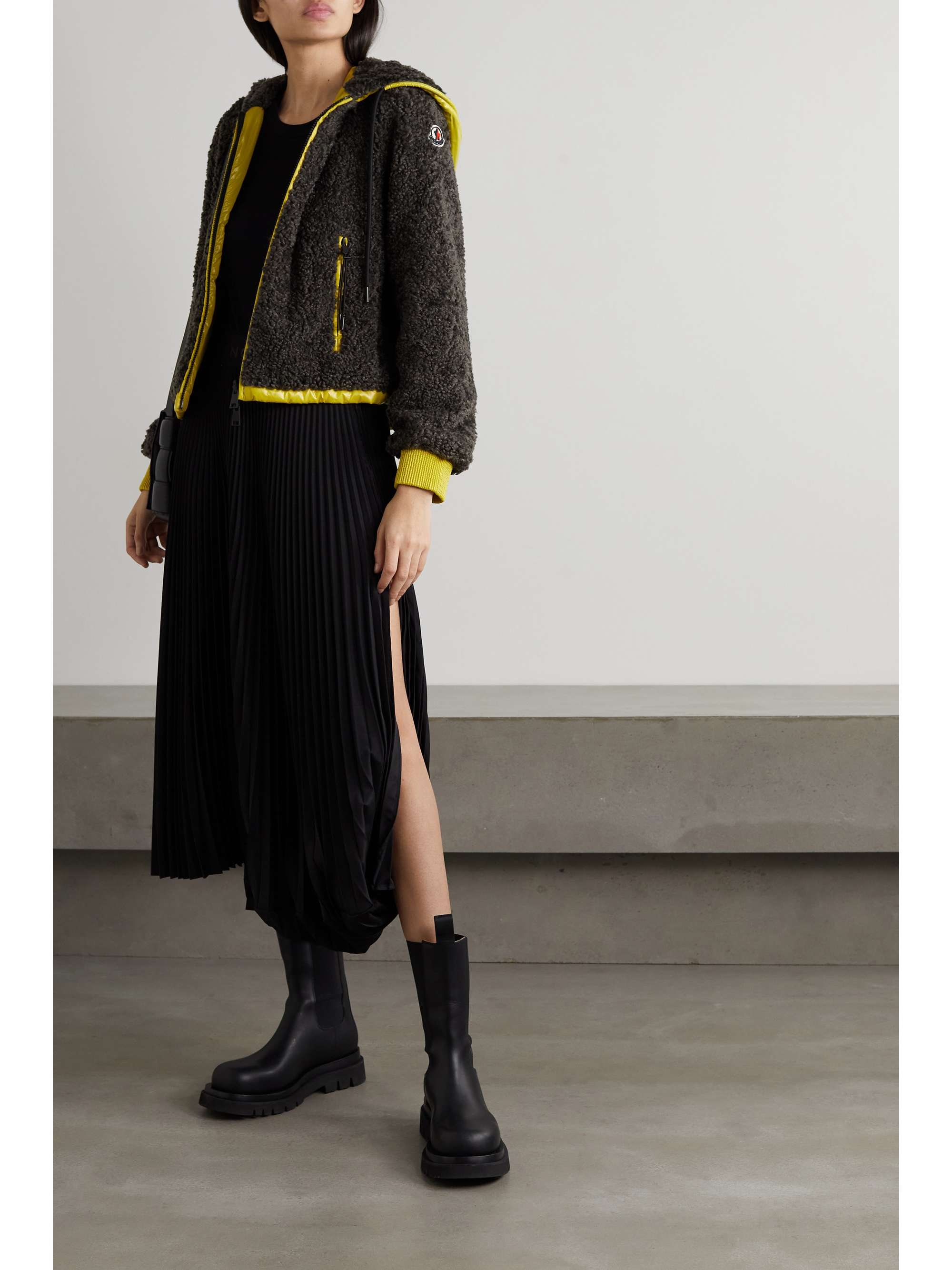 MONCLER Brunelle hooded reversible fleece and shell bomber jacket