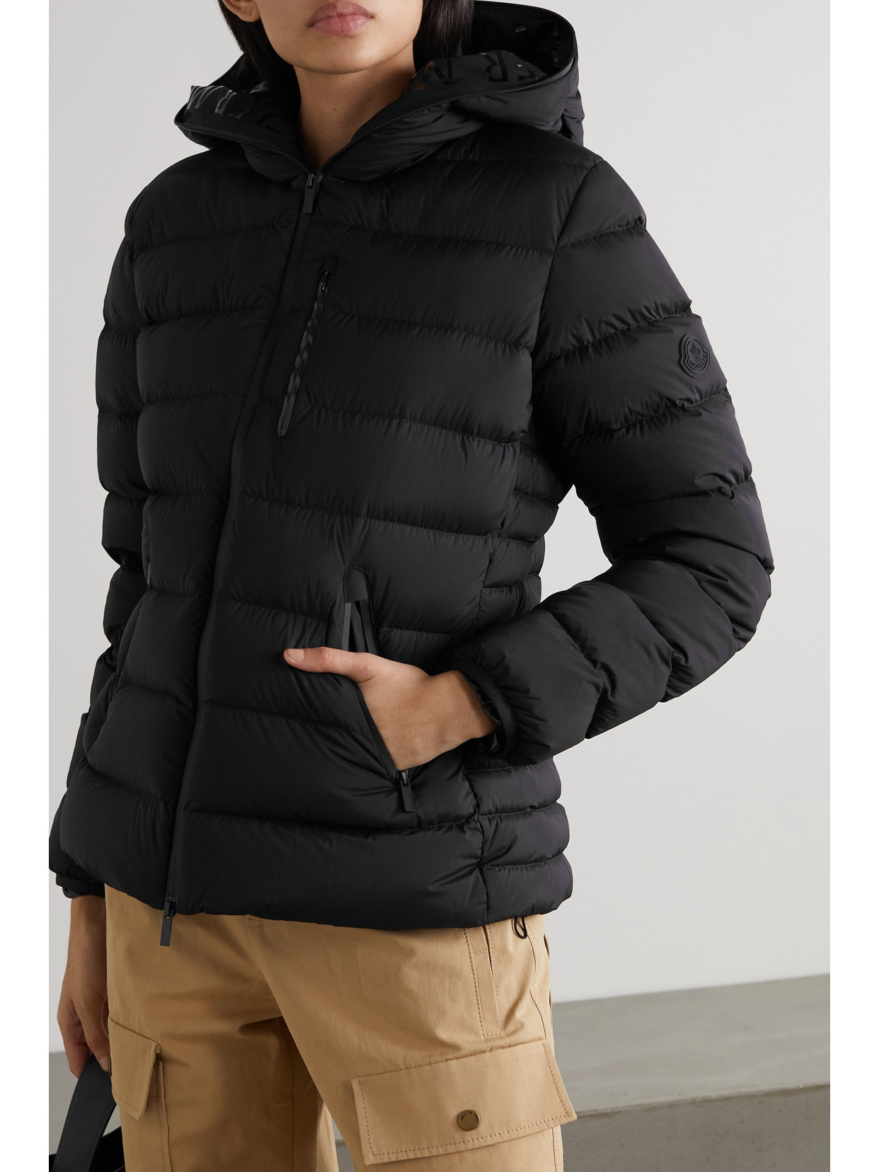 Shop Moncler Herbe Hooded Quilted Shell Down Jacket In Black