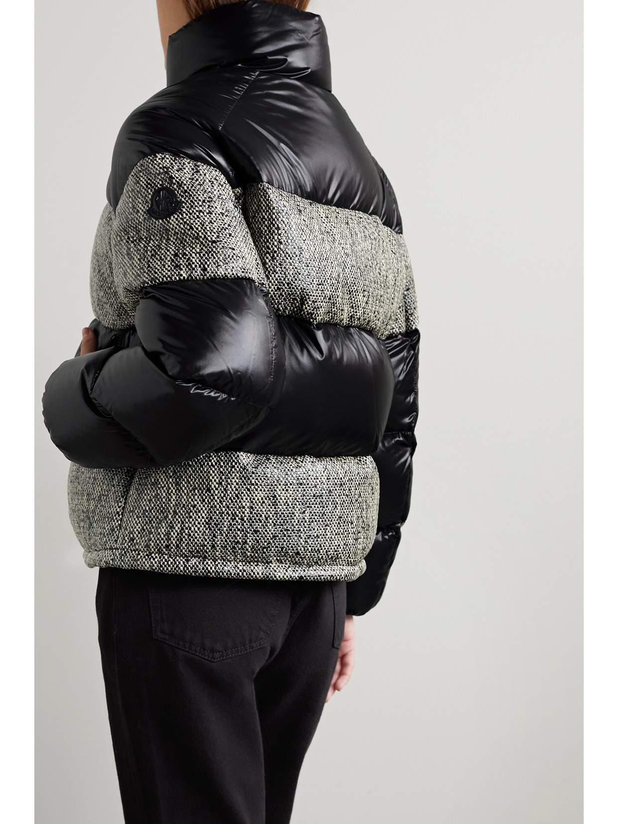 Moncler Erine Quilted Coated-tweed And Shell Down Jacket In Black