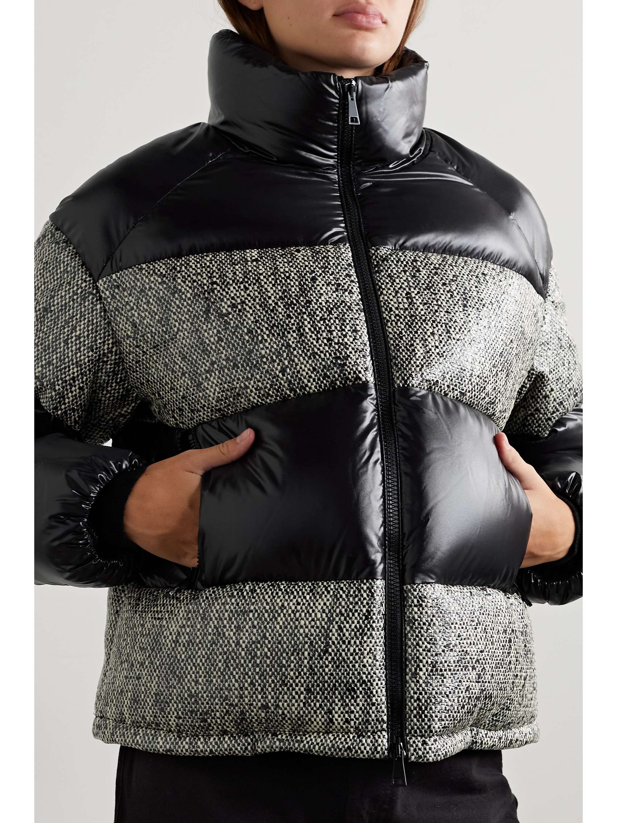 MONCLER Erine quilted coated-tweed and shell down jacket