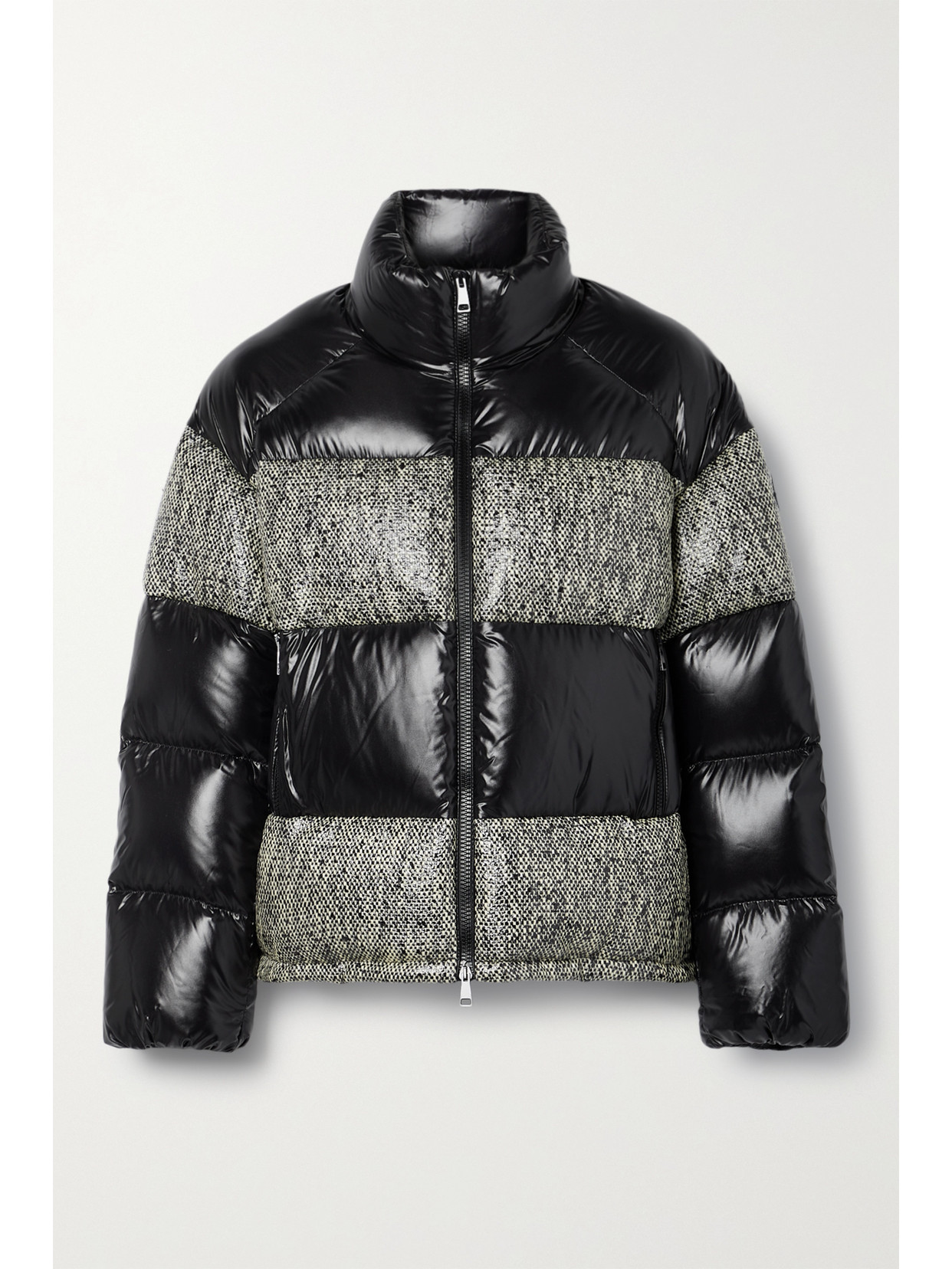Moncler Erine Quilted Coated-tweed And Shell Down Jacket In Black