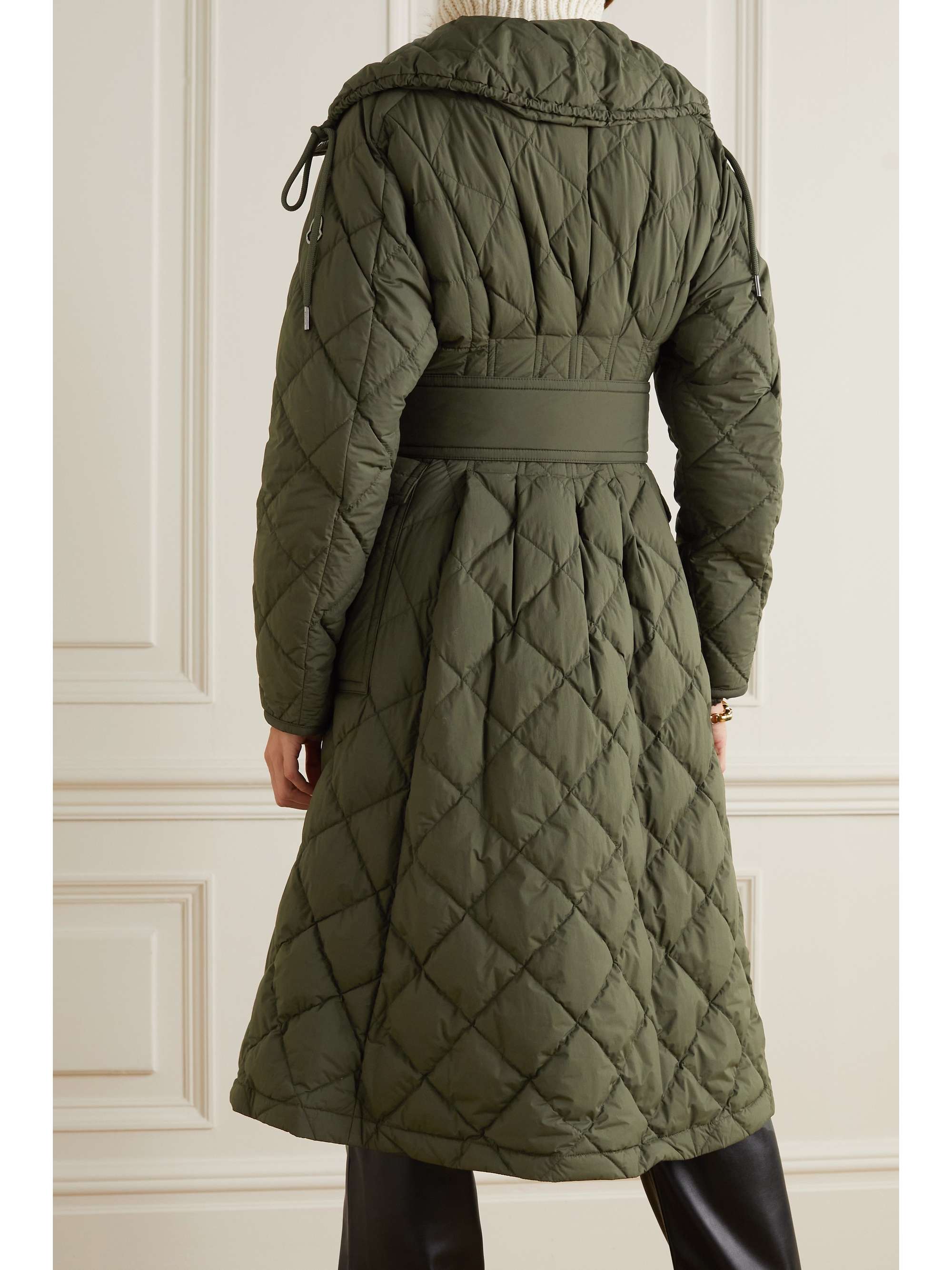Moncler - Caprier Hooded Belted Quilted Shell Down Coat - Green - 2 - Net A Porter