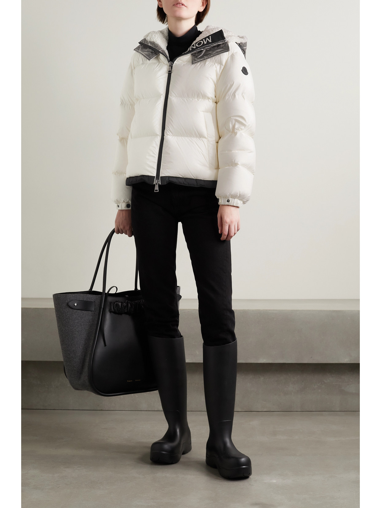 Moncler Bufonie Hooded Quilted Shell Down Jacket In Ivory