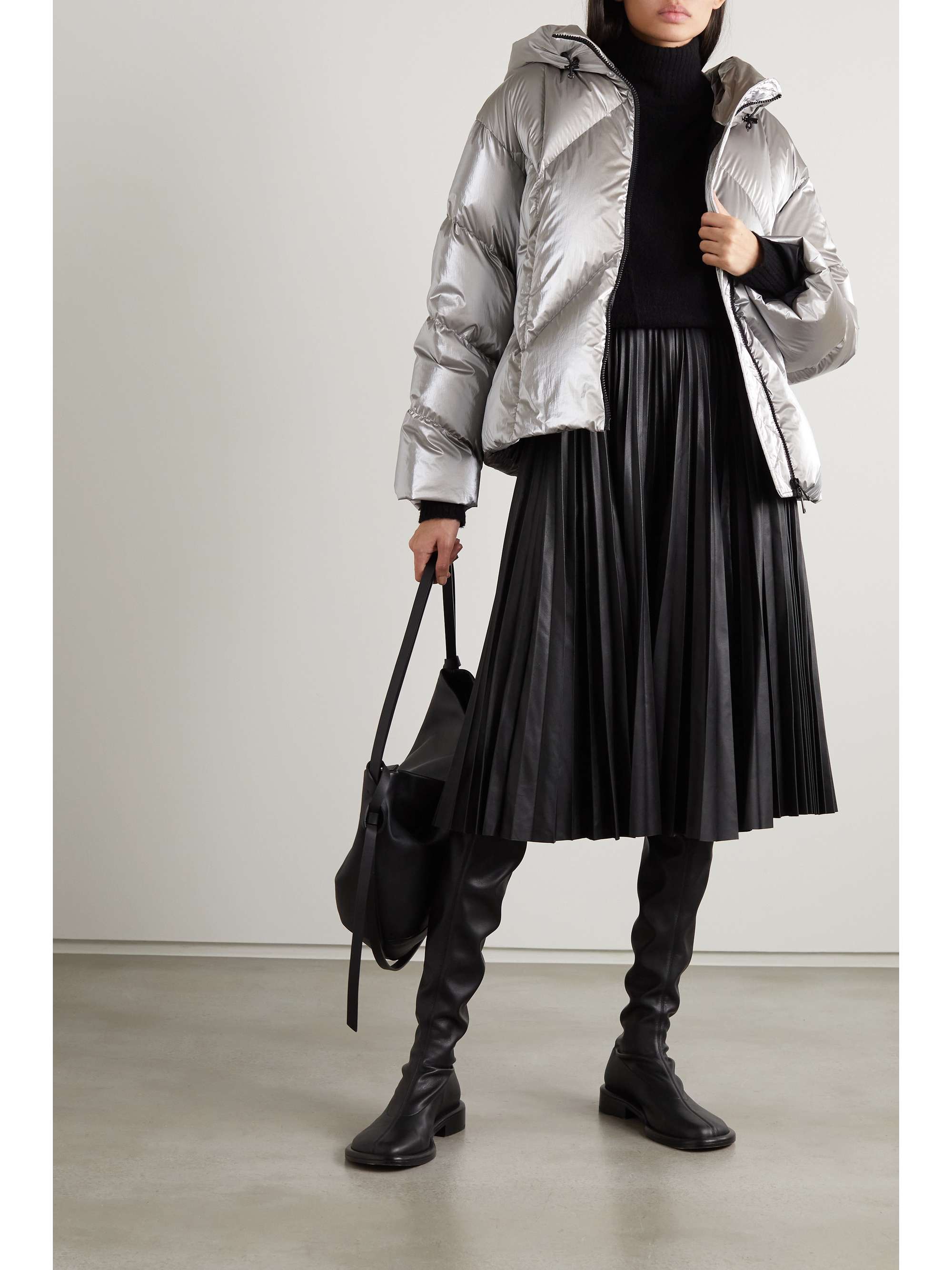 MONCLER Frele hooded quilted metallic shell down jacket