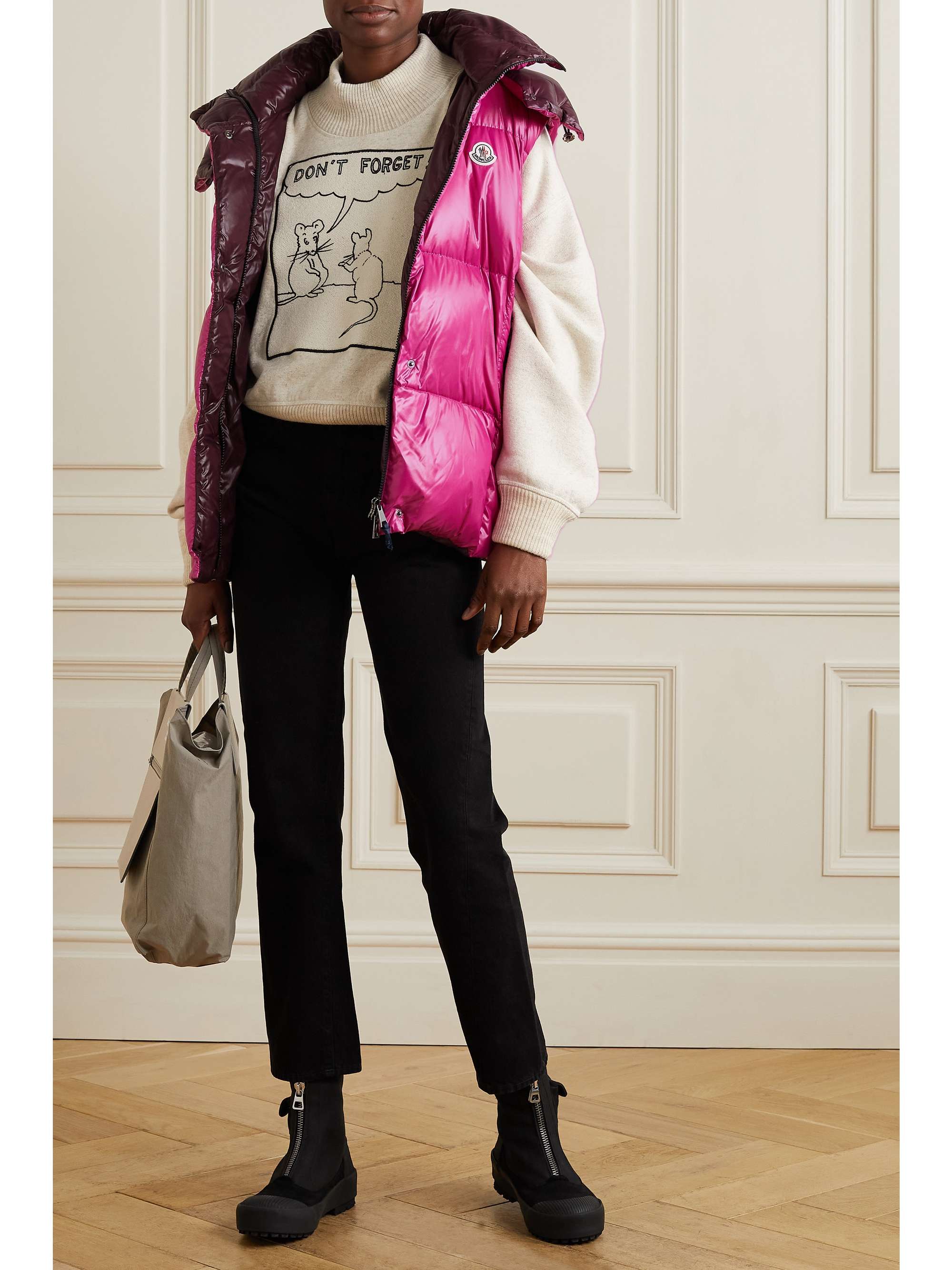 MONCLER Luzule two-tone hooded quilted shell down vest