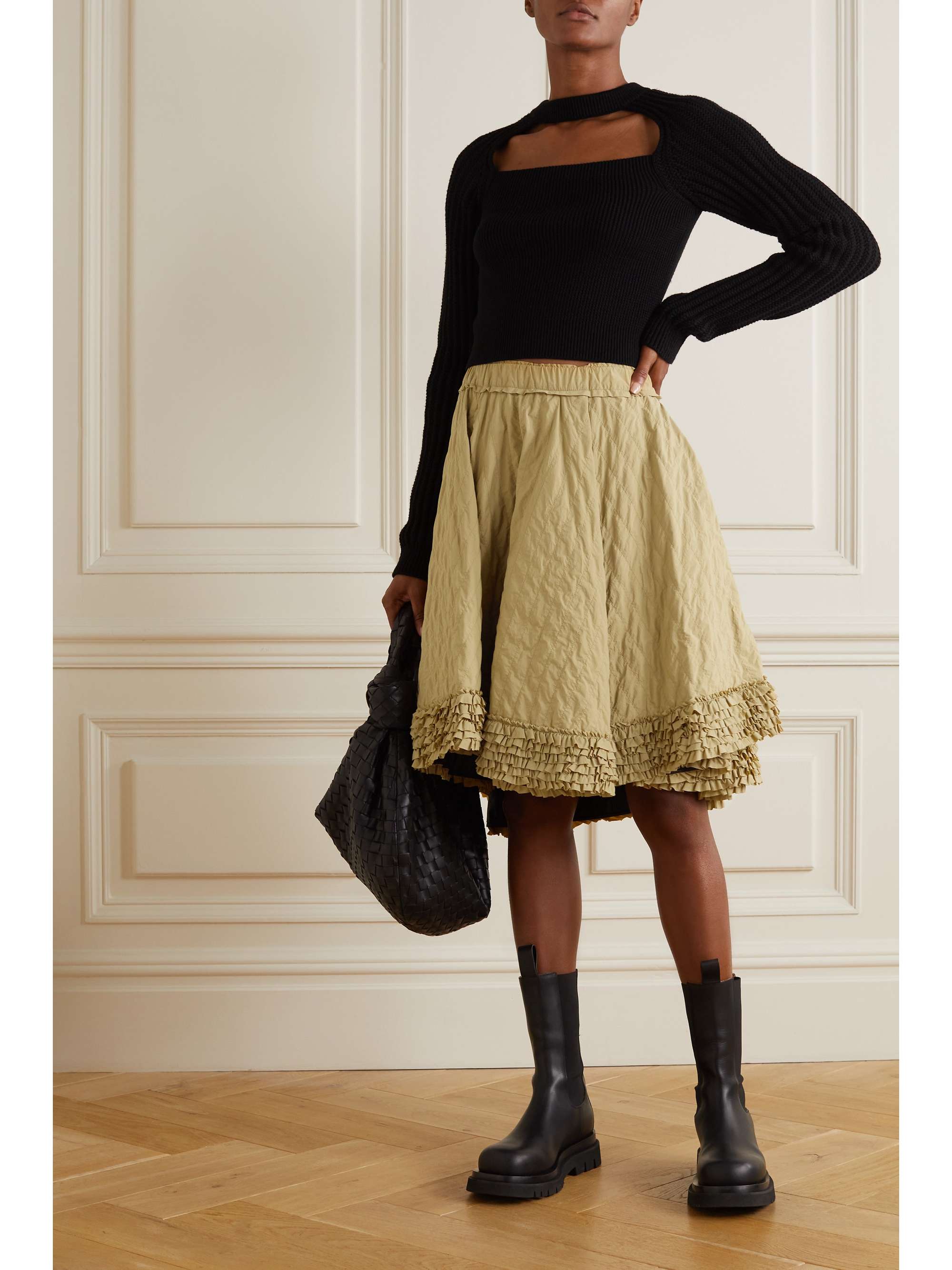 MONCLER GENIUS + 1952 ruffled quilted shell skirt