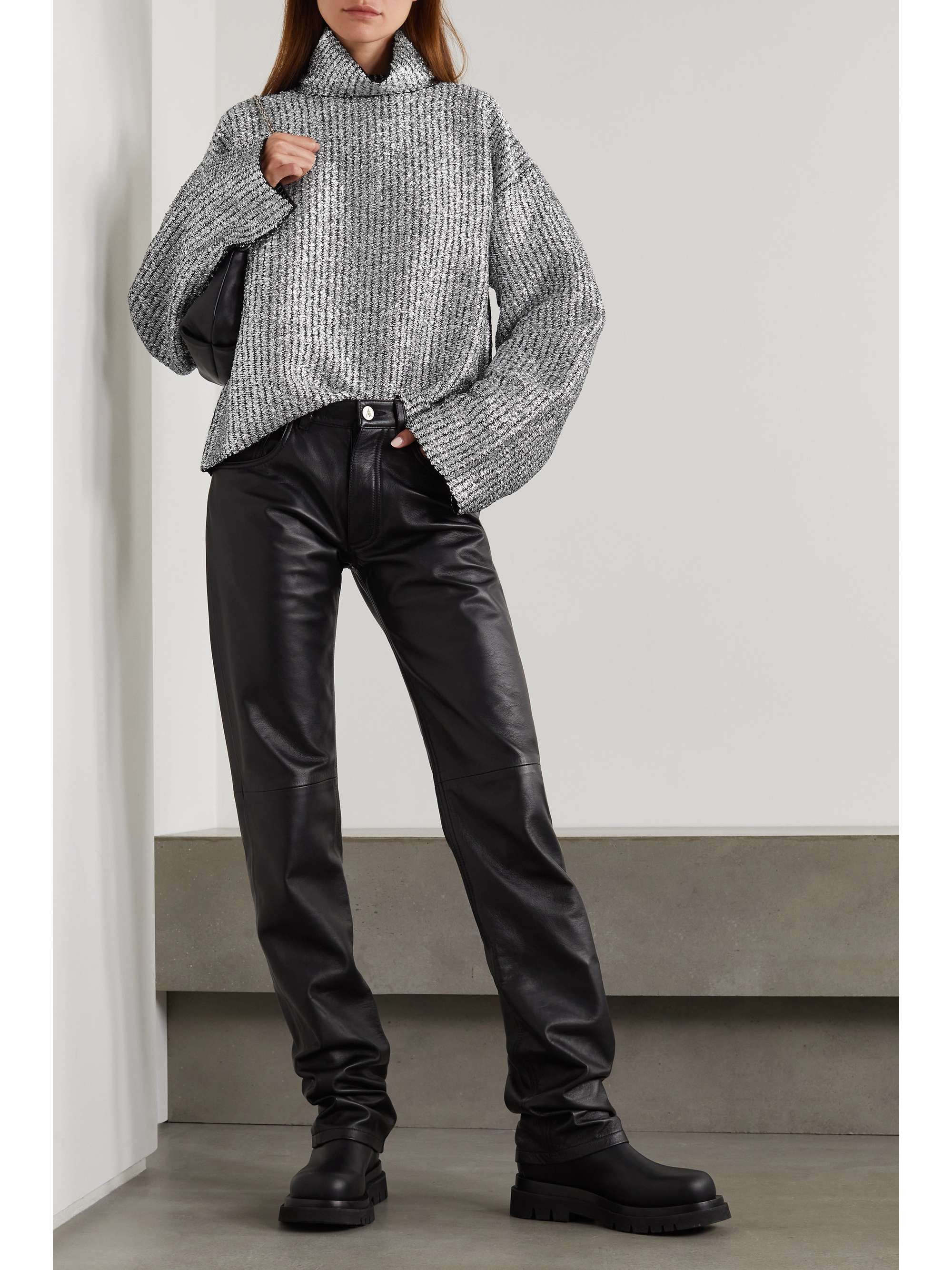 MONCLER GENIUS + 1952 oversized metallic wool-blend turtleneck sweater