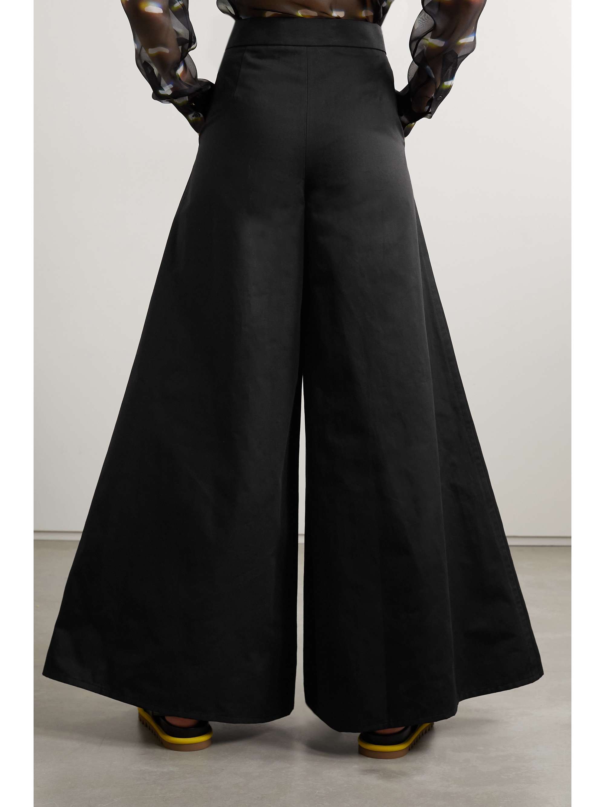Black Cotton and linen-blend twill wide 